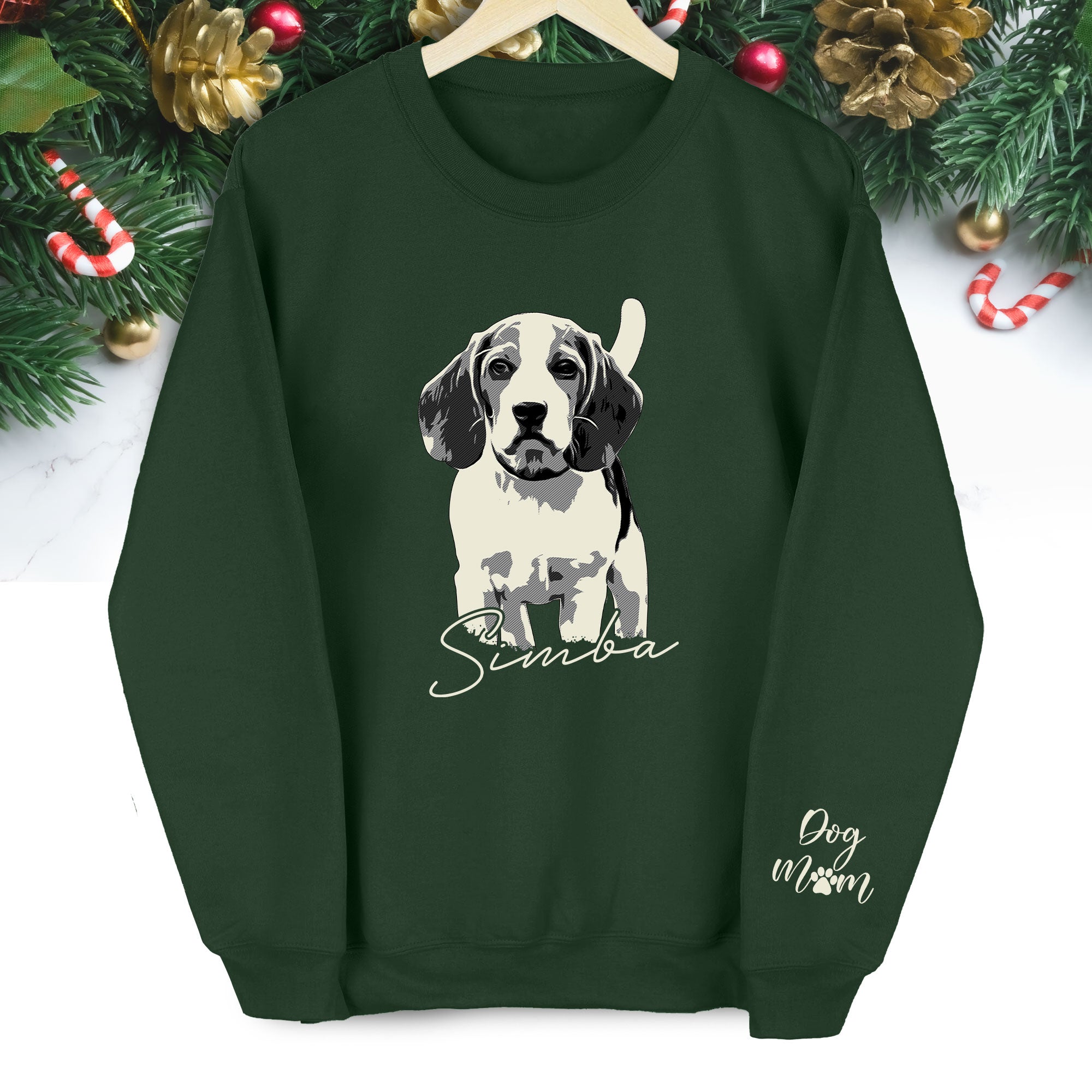 Custom Dog Lover Sweatshirt with Name & Sleeve Print – Cute Pet Portrait Gift