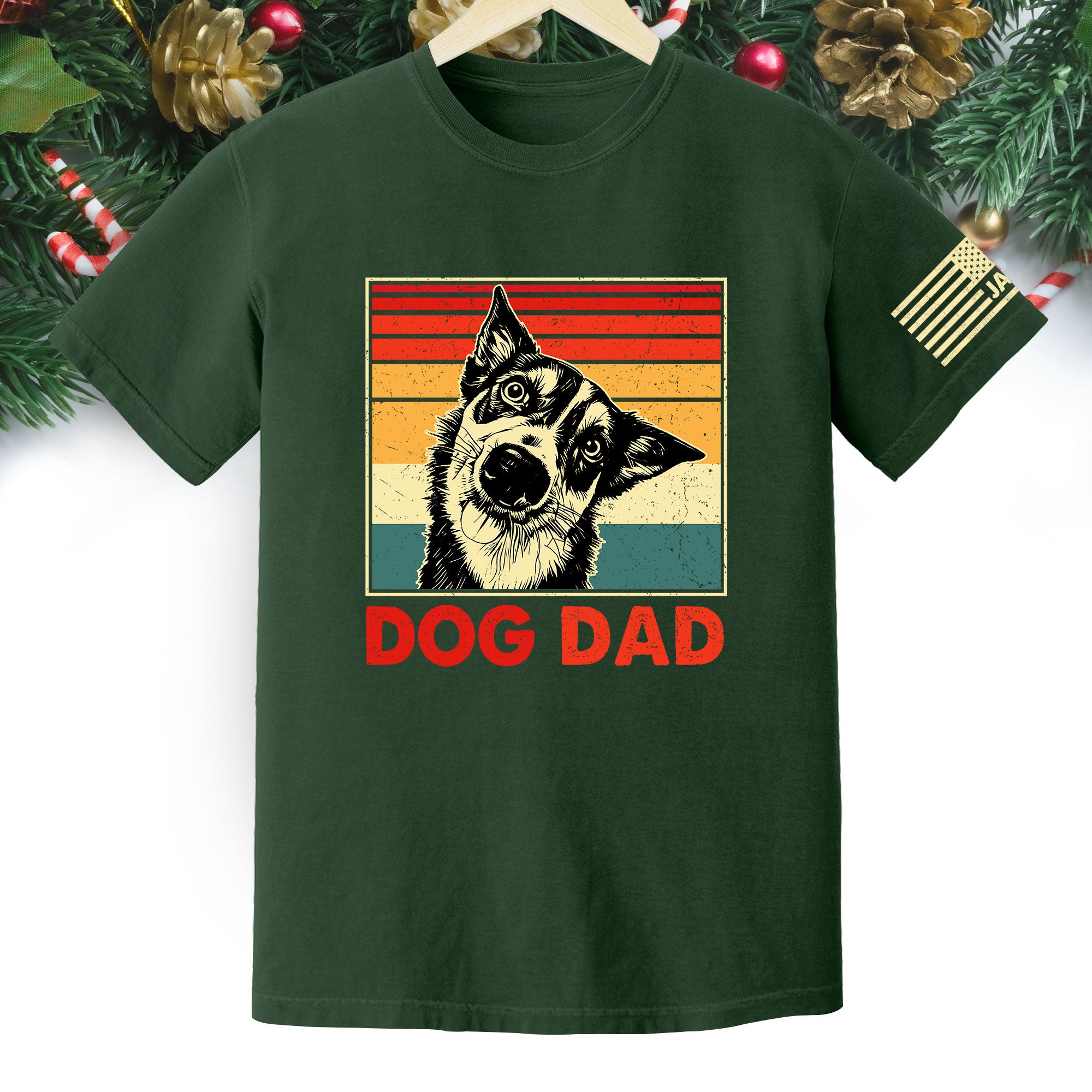 Custom Dog Dad T-Shirt – Personalized Pet Portrait Vintage Tee, Unique Gift for Dog Lovers