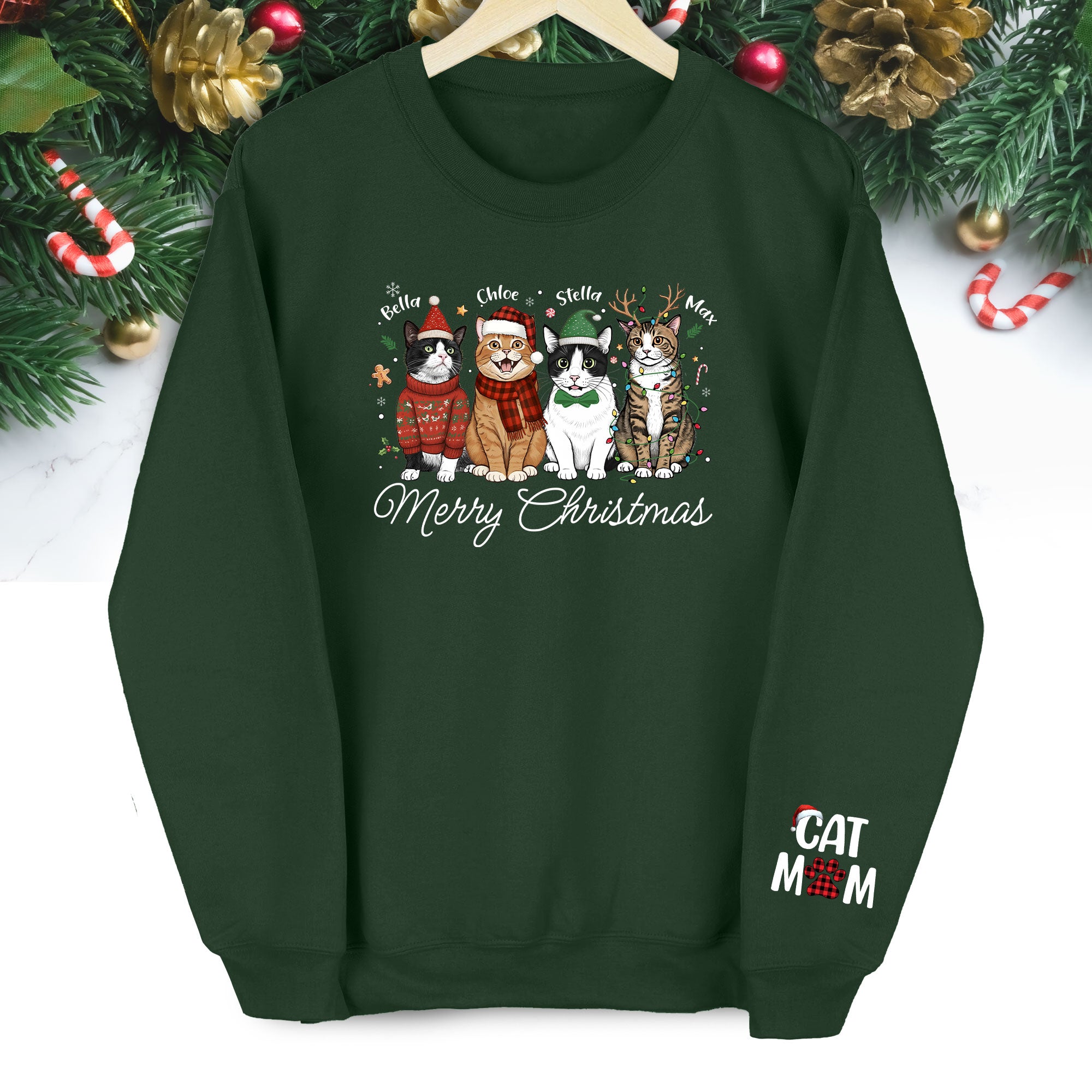 Custom Cat Mom Sweatshirt – Christmas Sweatshirt  for Women