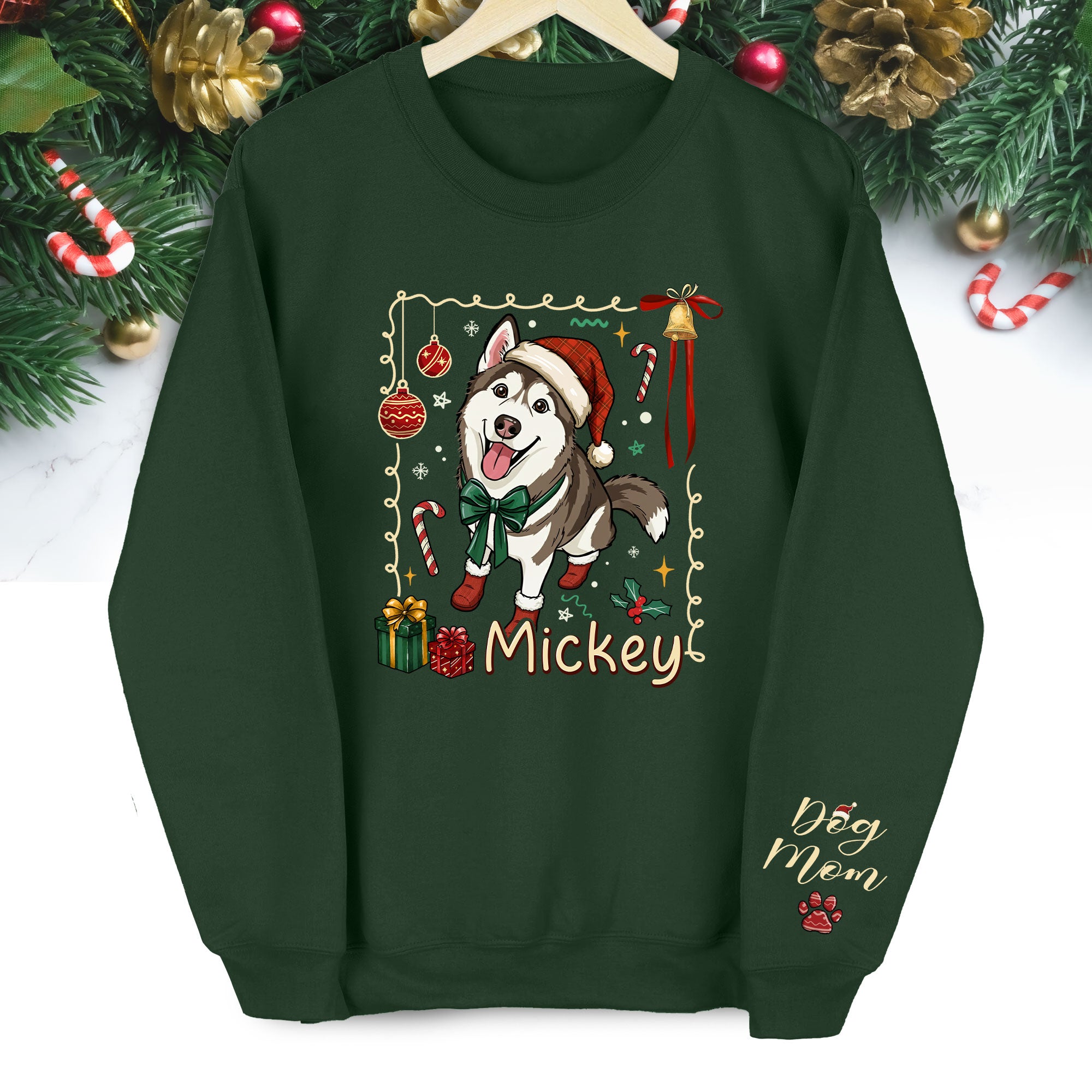 Personalized Dog Mom Sweatshirt – Custom Christmas Sweatshirt for Women