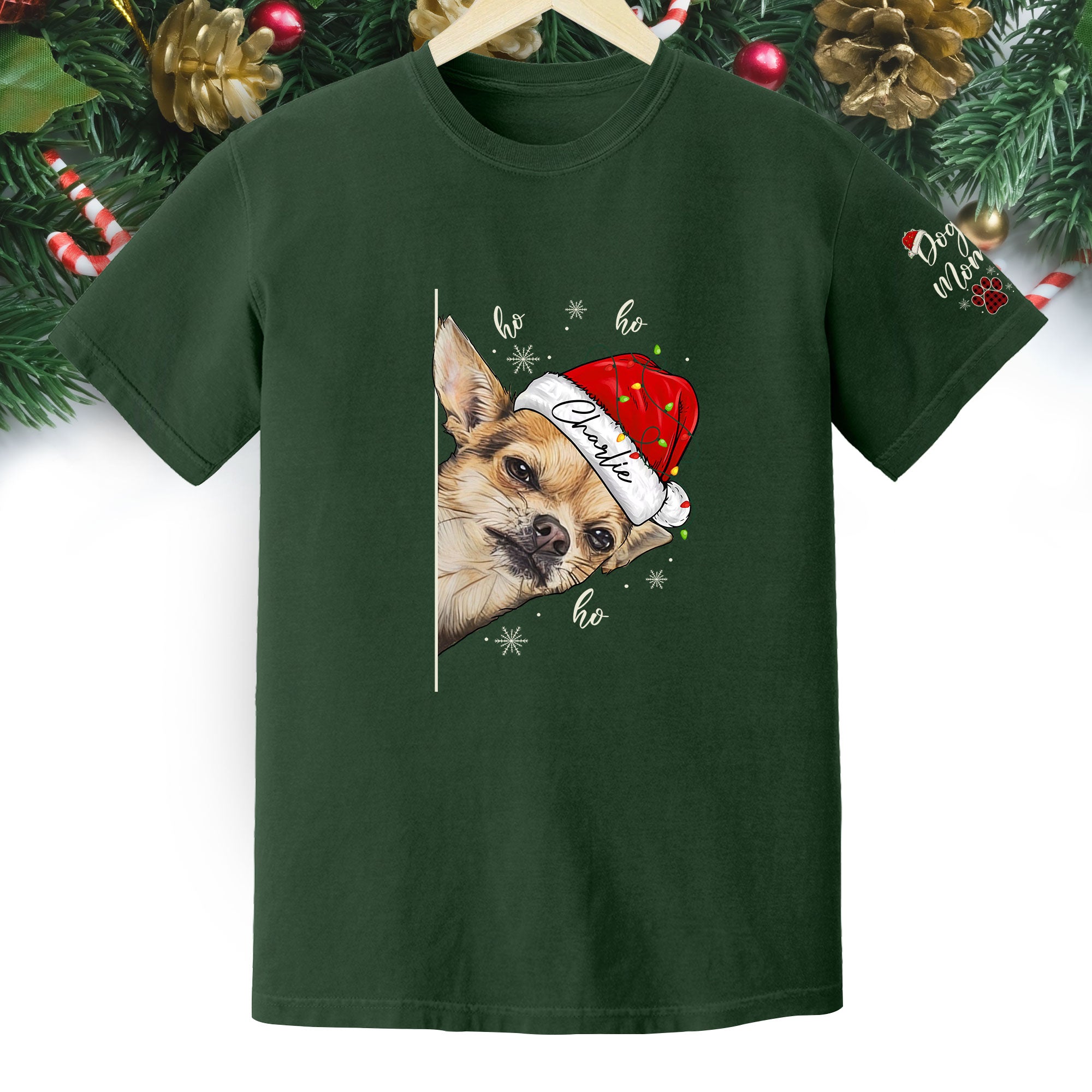 Custom Pet T-Shirt – Personalized Dog Photo Shirt, Christmas Gift for Women Dog Mom