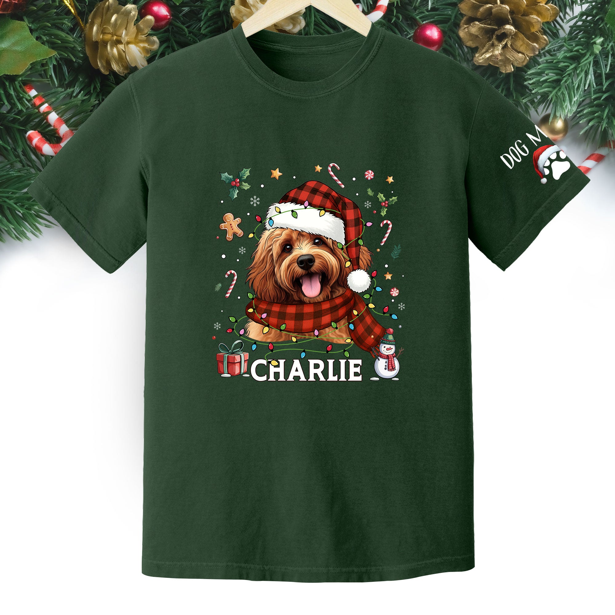 Custom Dog Christmas T-Shirt – Personalized Pet Photo Shirt, Holiday Gift for Dog Mom
