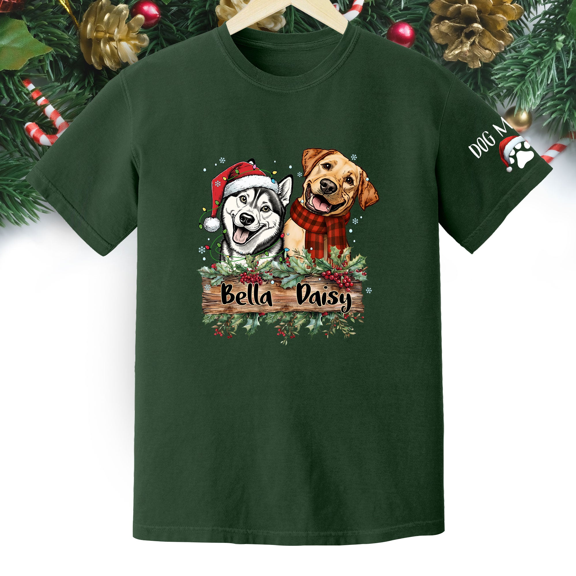 Christmas Dog T-Shirt – Custom Pet Photo Tee, Personalized Holiday Gift for Dog Lovers