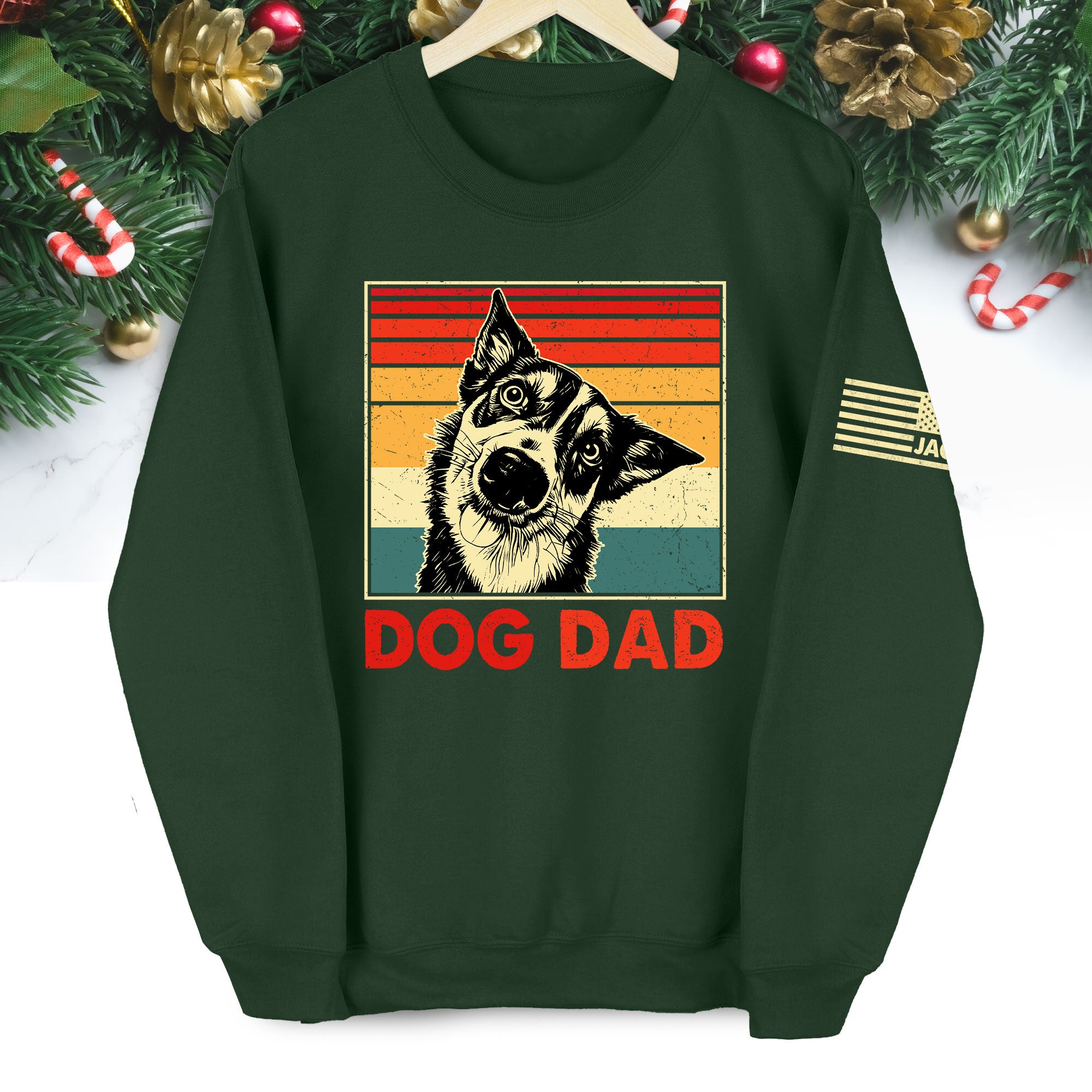Personalized Dog Dad Sweatshirt – Custom Retro Dog Art, Perfect Gift for Dog Lovers