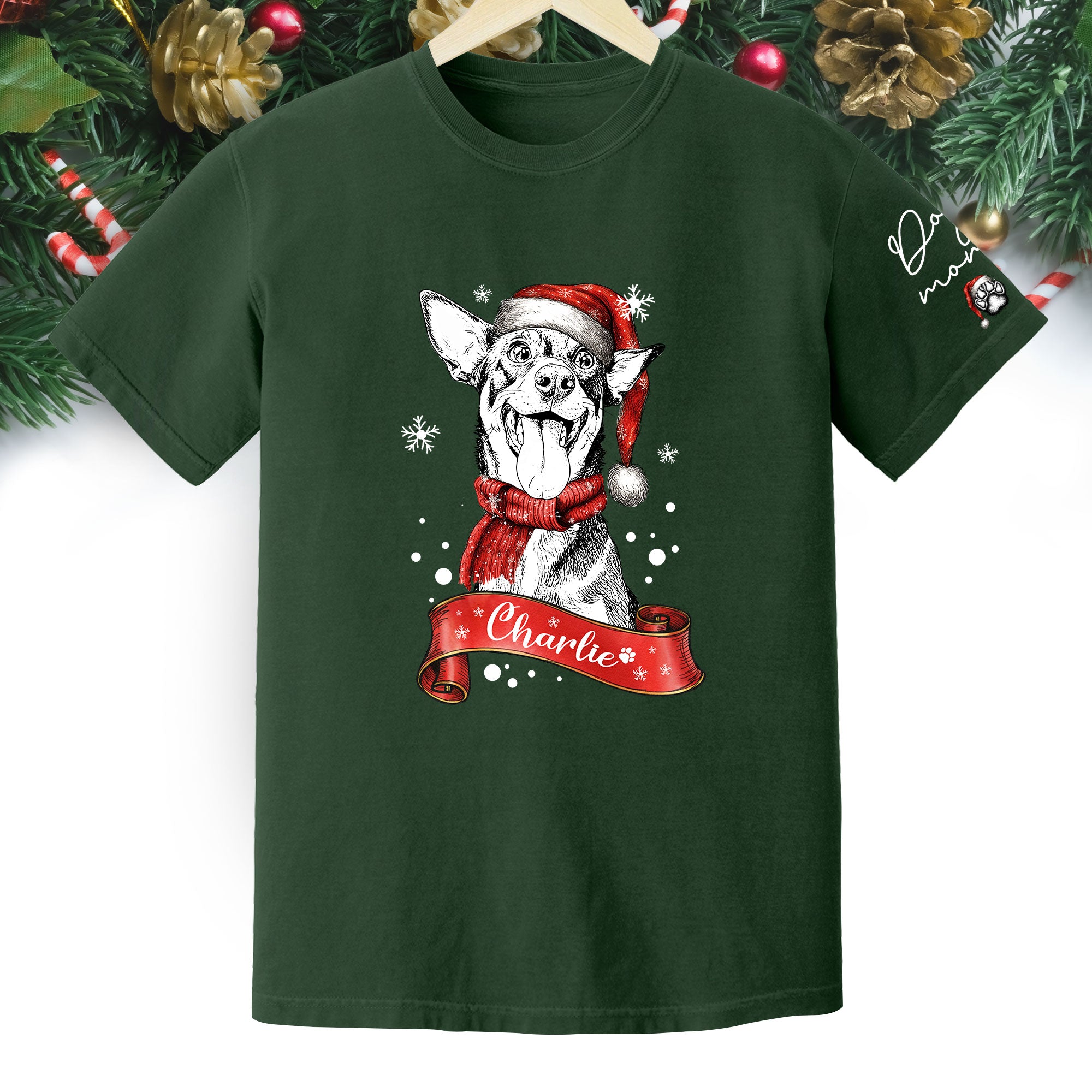 Christmas Dog T-Shirt – Custom Pet Photo Shirt, Funny Personalized Gift for Pet Lover