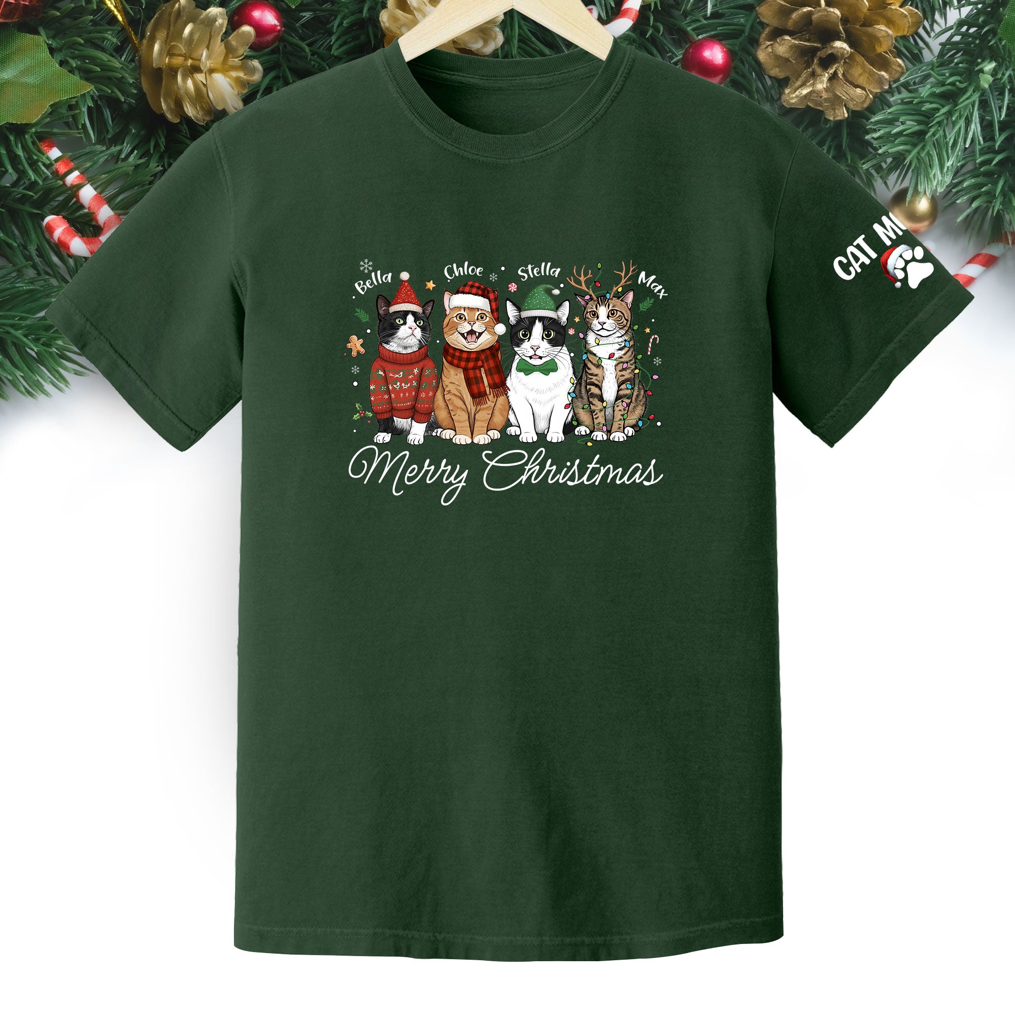 Custom Cat Lover T-Shirt – Personalized Pet Photo Christmas Shirt, Cute Gift for Women