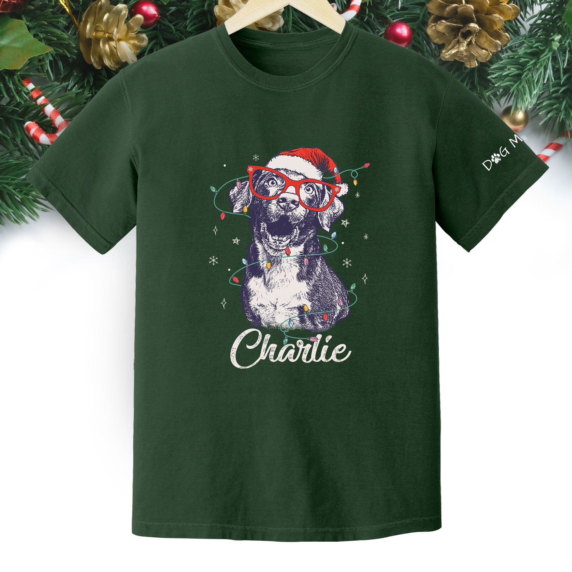 Personalized Dog Christmas Shirt – Custom Pet Photo Tee, Holiday Gift for Dog Mom