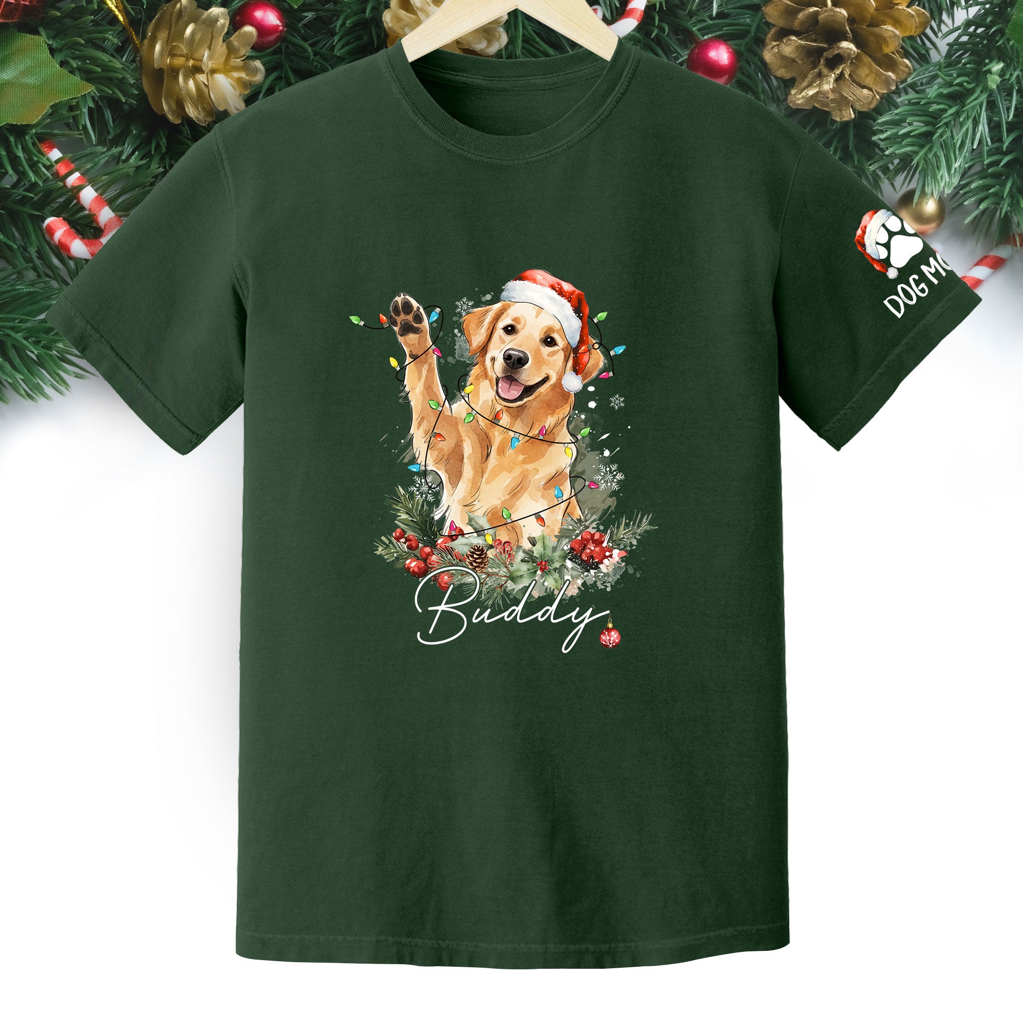 Custom Pet Photo T-Shirt – Personalized Dog Christmas Tee, Funny Gift for Dog Lovers