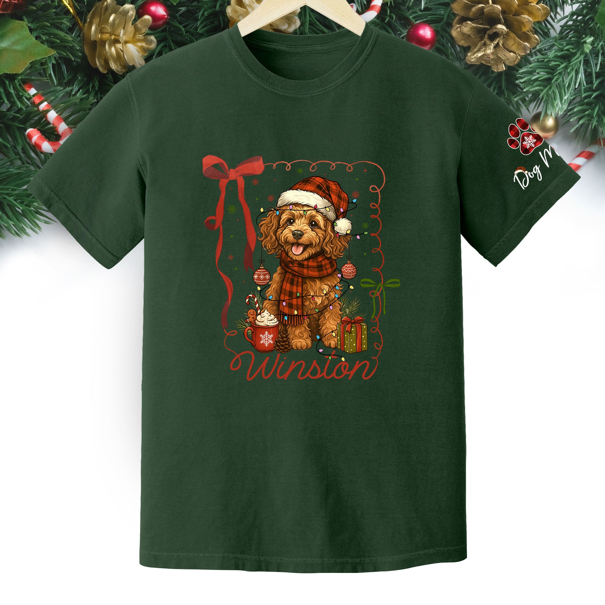 Dog Mom Christmas Shirt – Custom Pet Face T-Shirt, Personalized Holiday Gift Idea