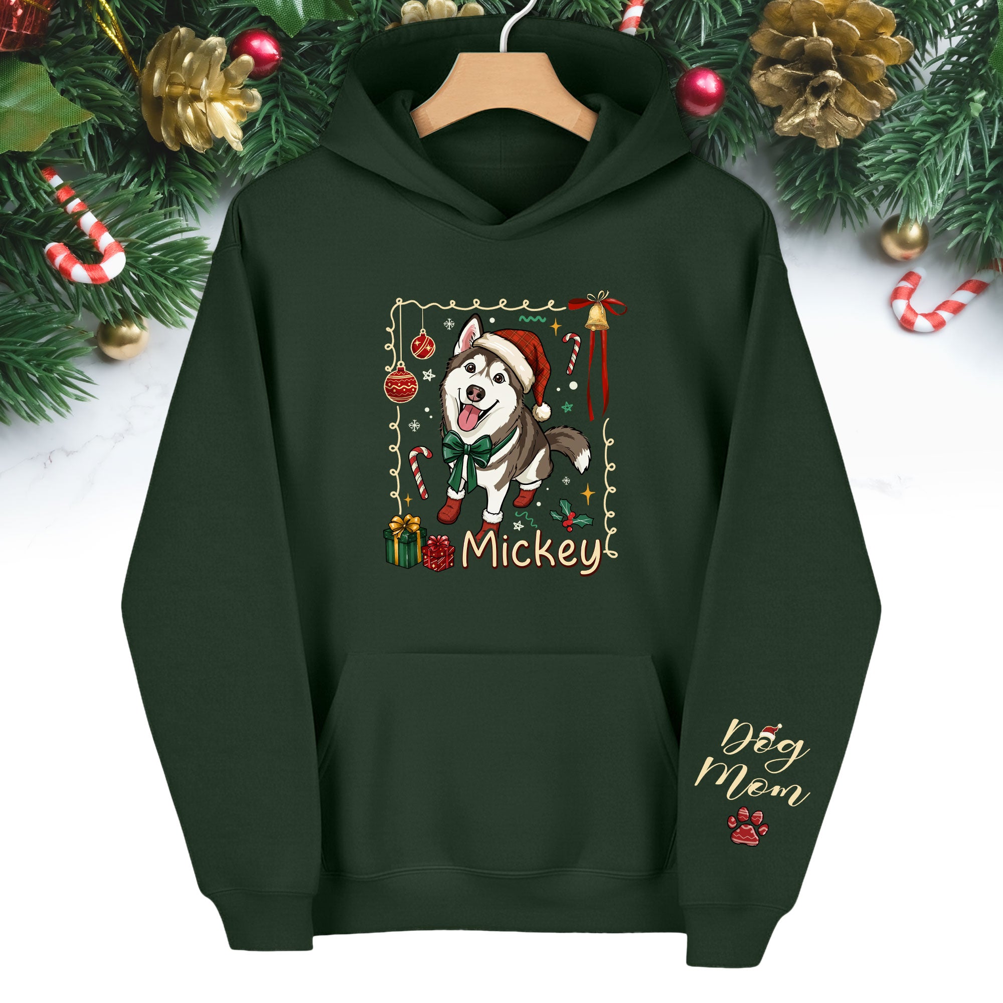 Custom Dog Christmas Hoodie – Personalized Pet Photo Gift for Dog Moms