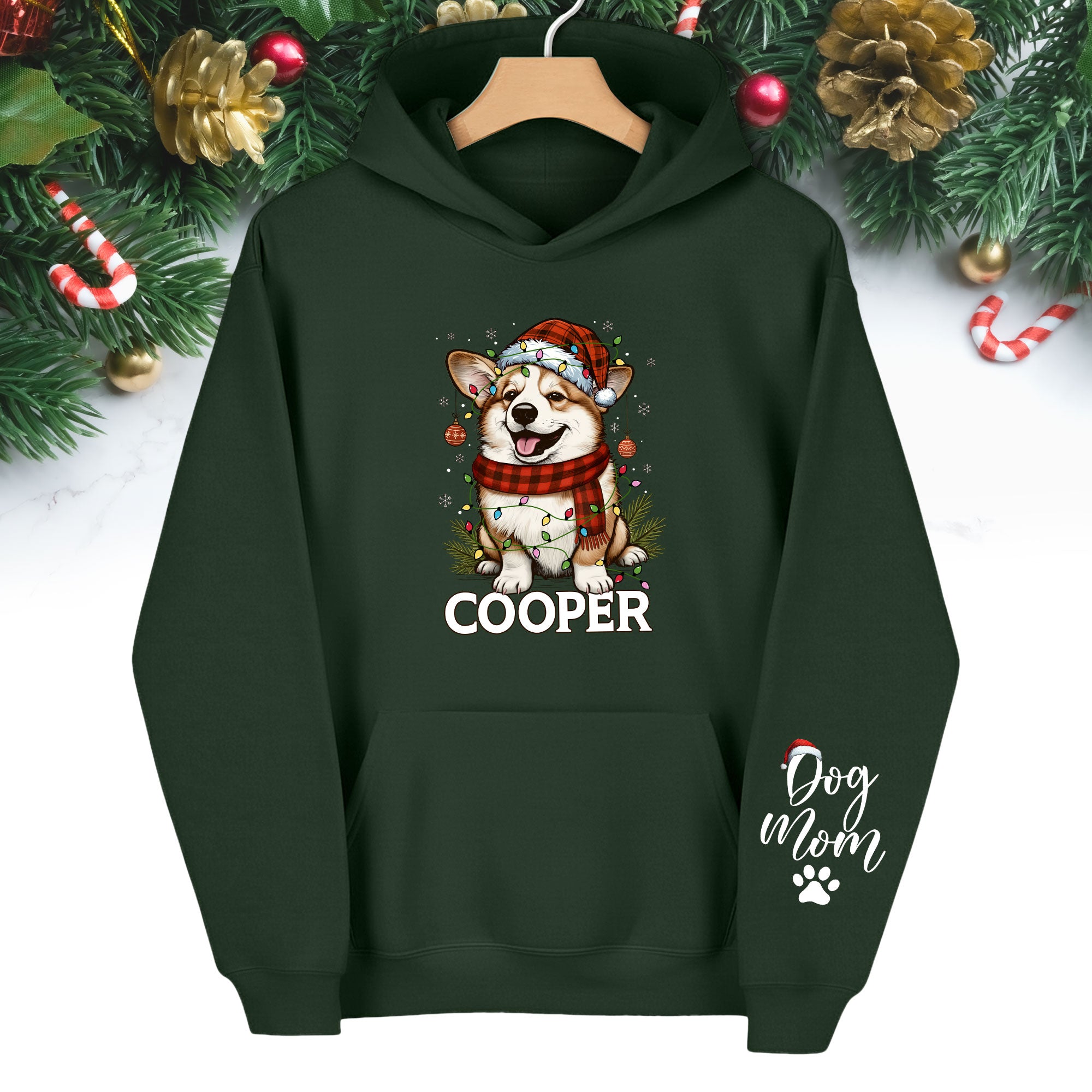 Custom Dog Mom Hoodie – Personalized Pet Photo Christmas Hoodie, Cute Gift for Dog Lovers
