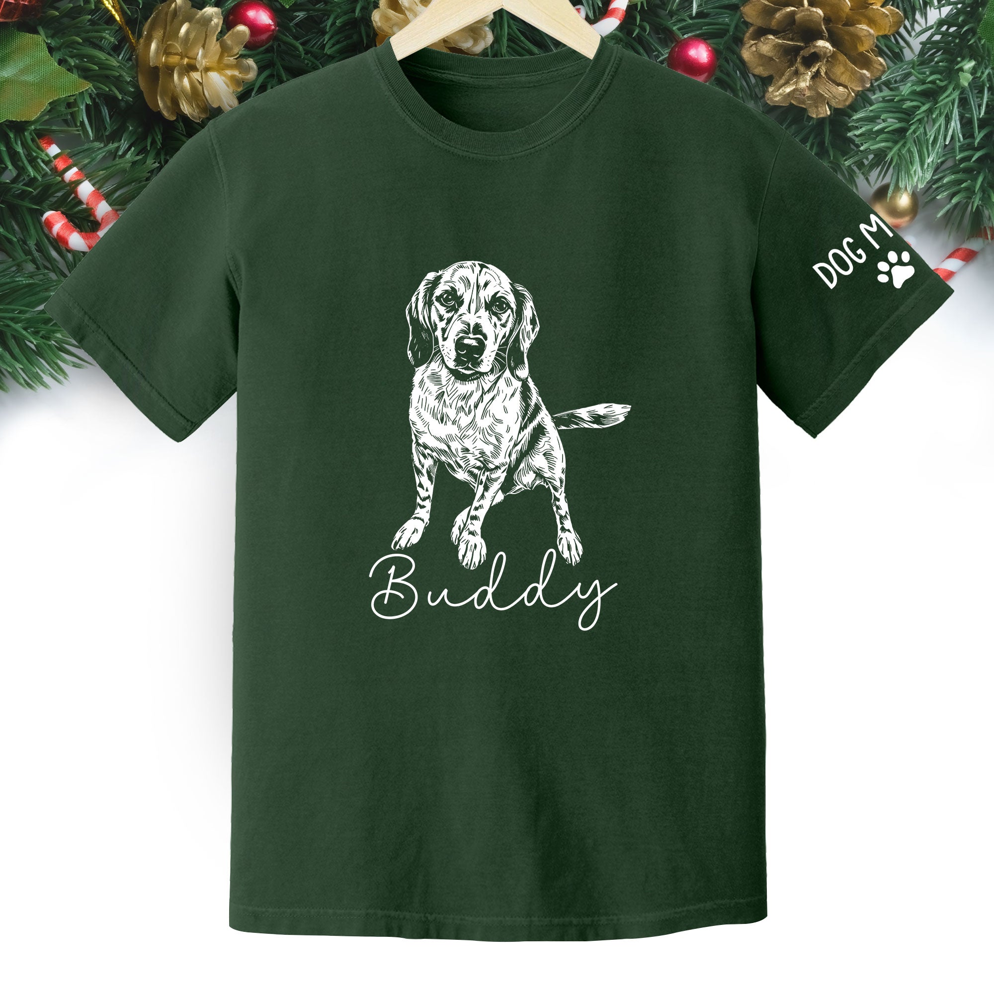 Personalized Dog Mom T-Shirt, Custom Dog Line Art Tee with Pet Name, Unique Gift for Dog Lovers