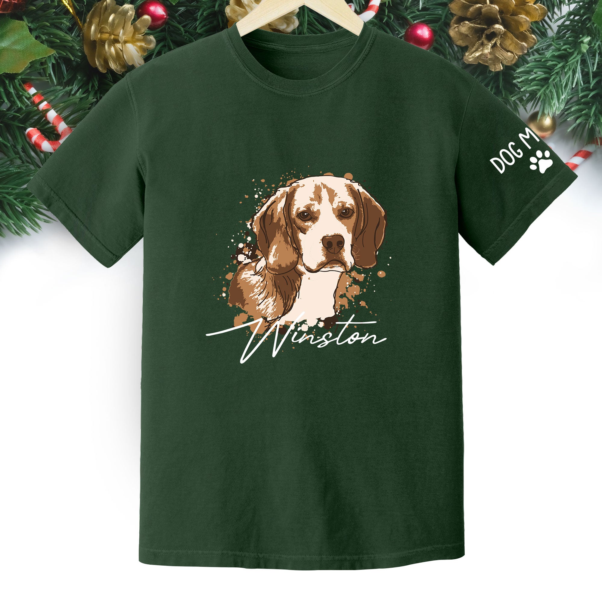 Personalized Dog Mom T-Shirt – Custom Dog Portrait Shirt with Pet Photo & Name, Unique Gift for Pet Lovers