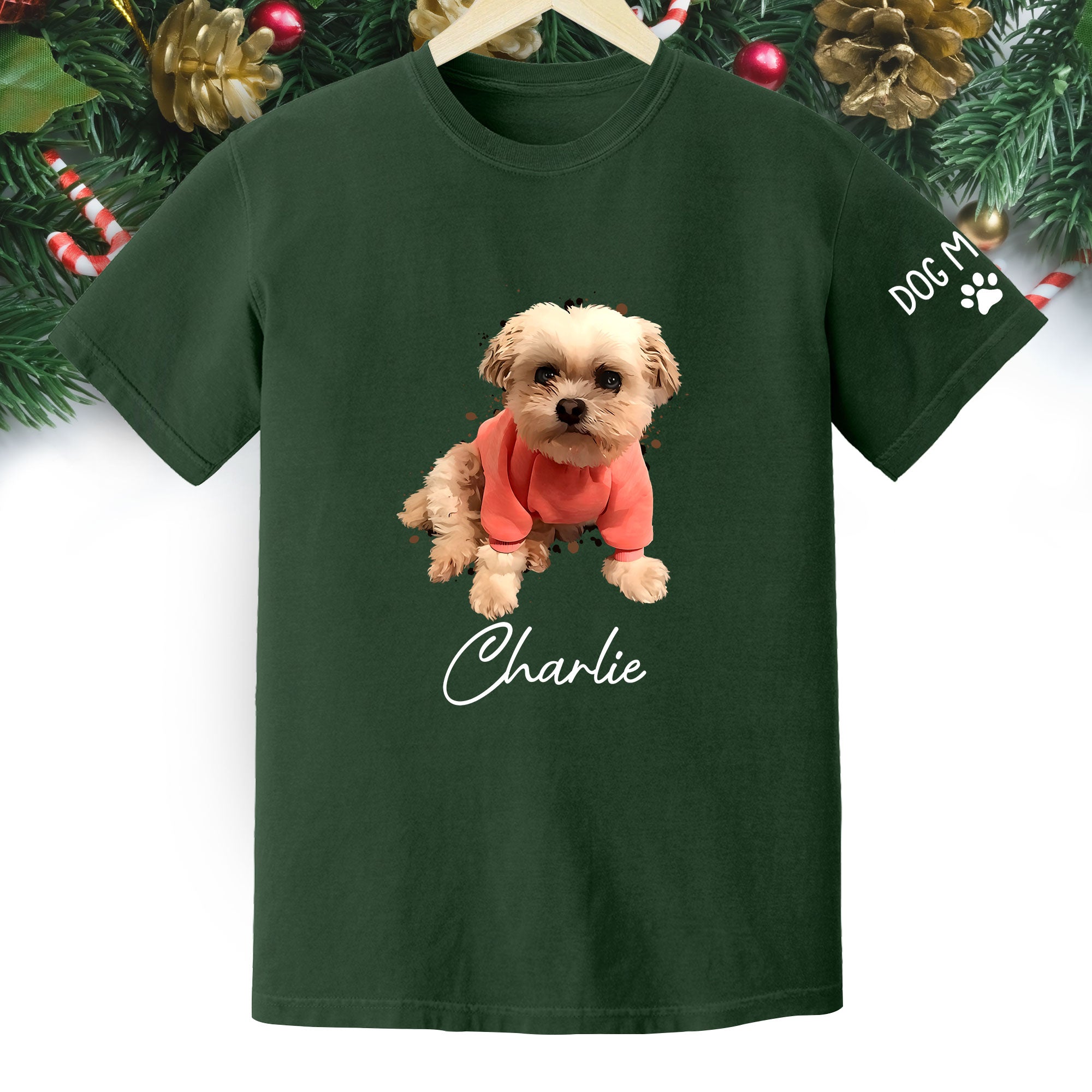 Personalized Dog Mom T-Shirt – Custom Dog Photo Shirt with Pet Name, Cute Gift for Pet Lovers