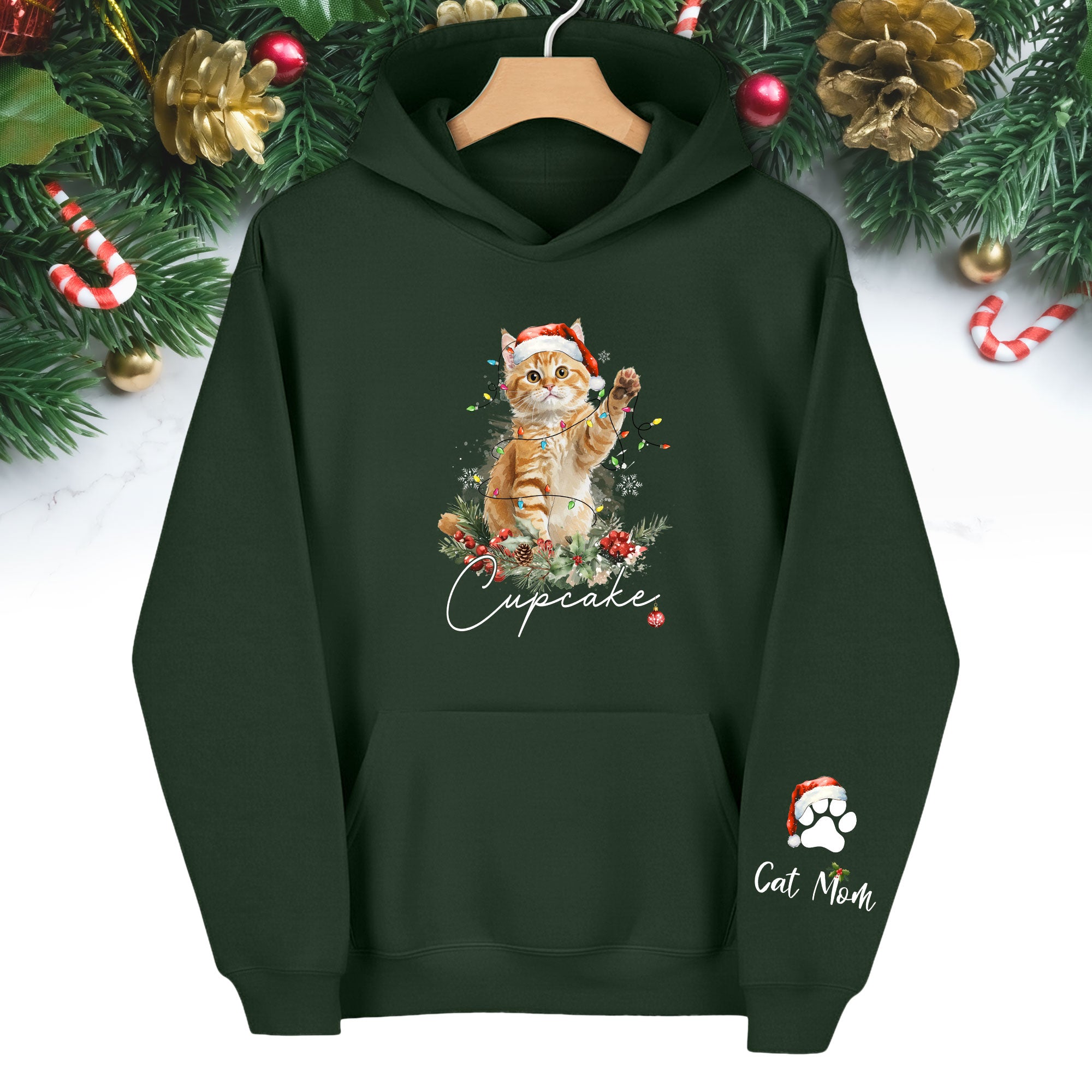 Custom Cat Mom Hoodie – Personalized Pet Photo Hoodie, Cute Christmas Gift for Women