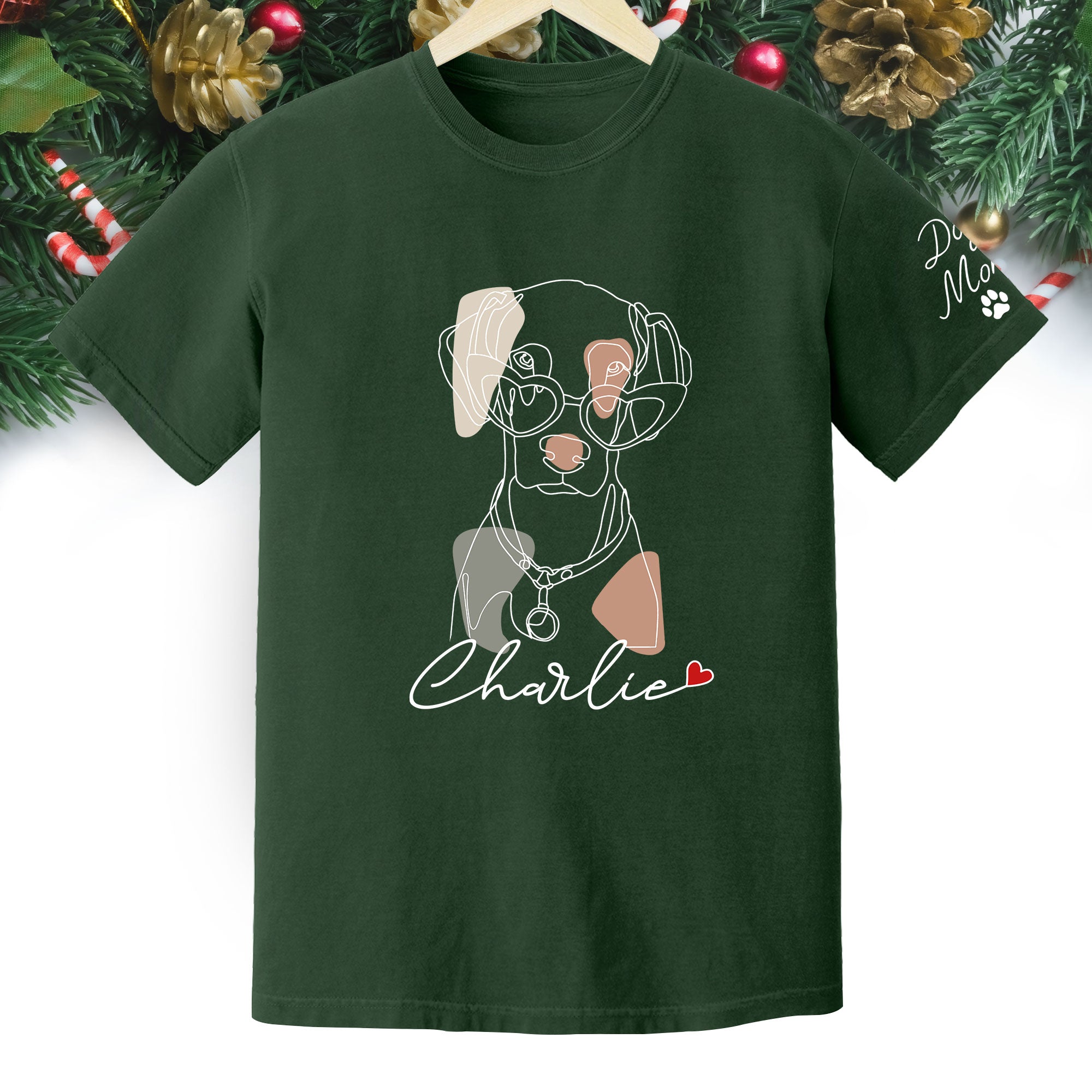 Christmas Dog Mom T-Shirt – Personalized Pet Photo Shirt, Custom Holiday Gift for Women