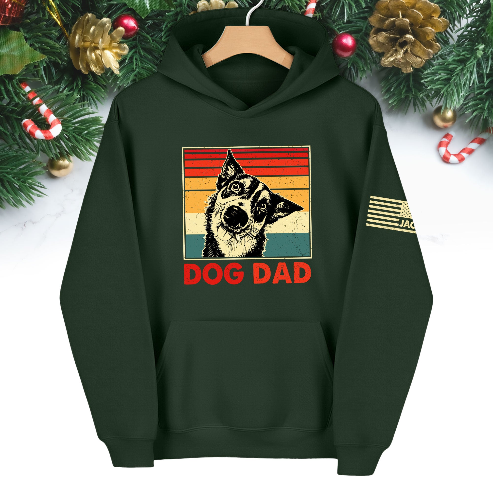 Custom Dog Dad Hoodie – Personalized Pet Photo Retro Hoodie, Gift for Dog Lovers