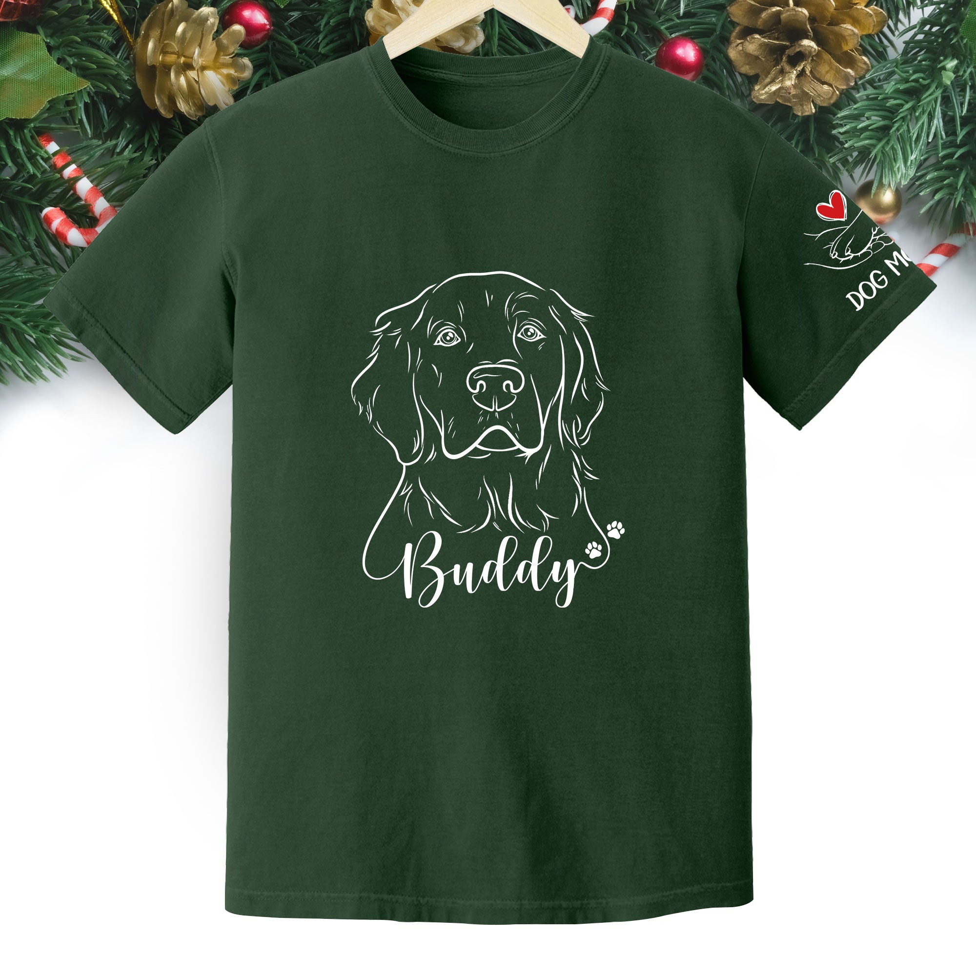 Custom Dog Mom T-Shirt – Personalized Line Art Dog Drawing, Unique Gift for Pet Lovers