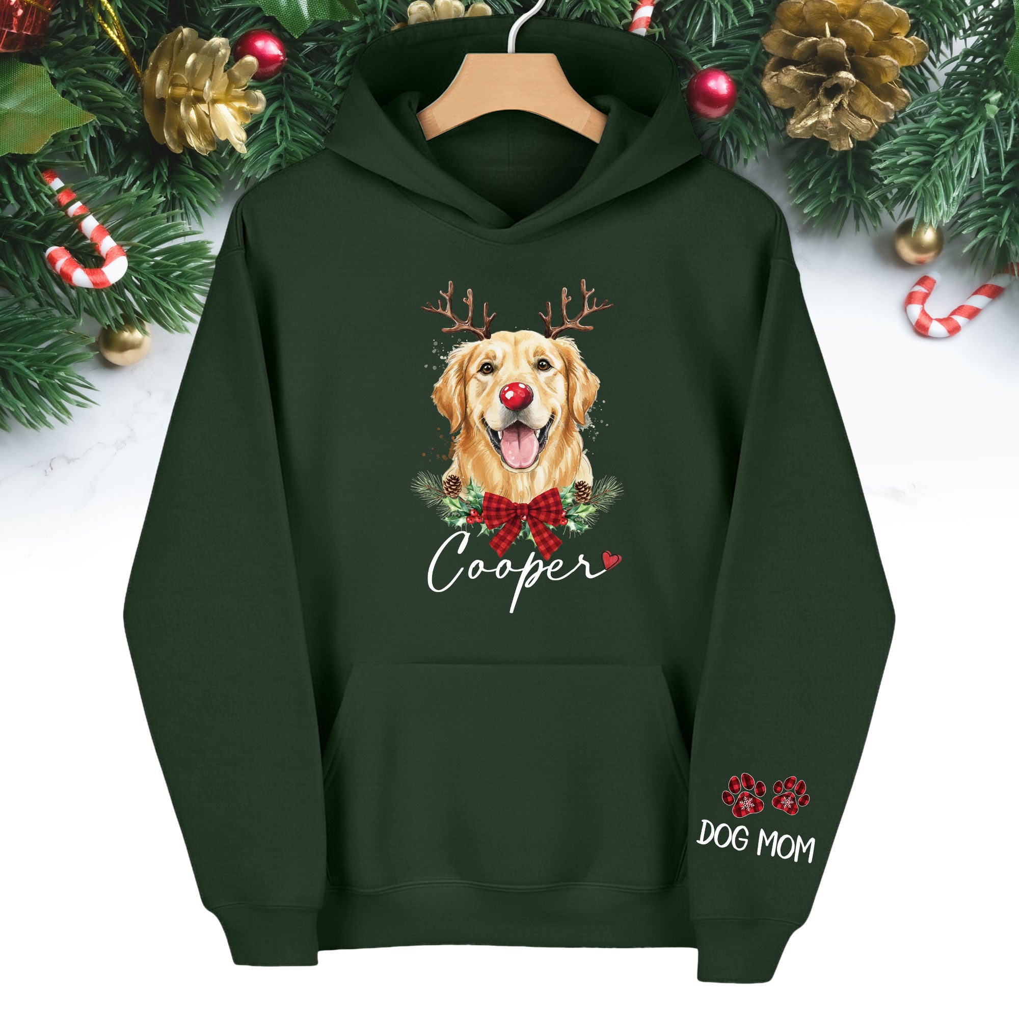 Dog Mom Christmas Hoodie – Cozy Holiday Sweatshirt for Pet Lovers