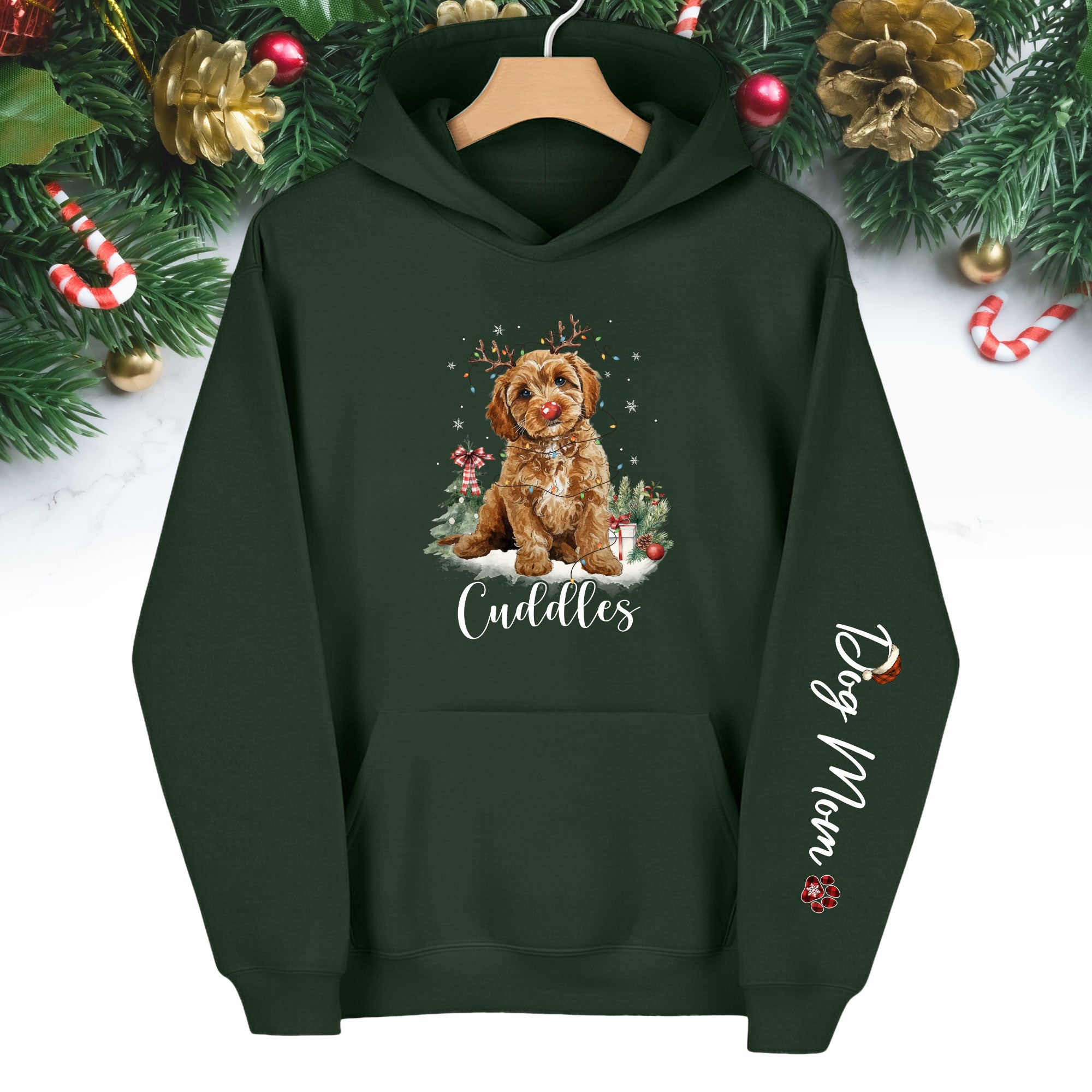 Holiday Dog Mom Hoodie – Perfect Christmas Gift for Puppy Lovers