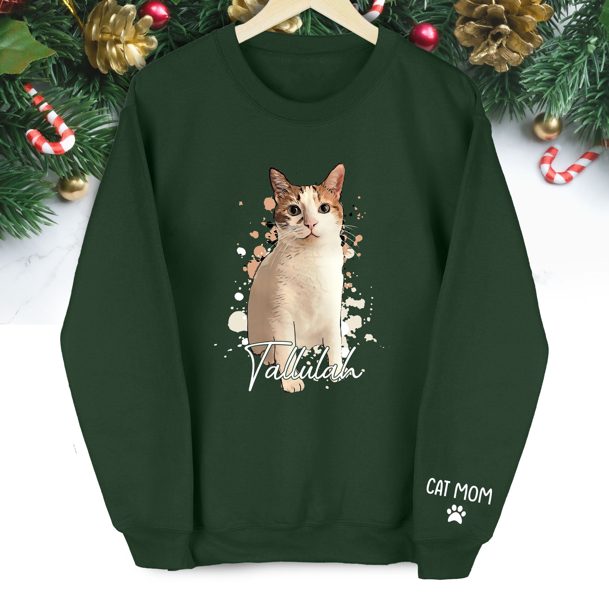 Personalized Cat Mom Sweatshirt – Custom Photo Sweatshirt for Women Cat Lovers