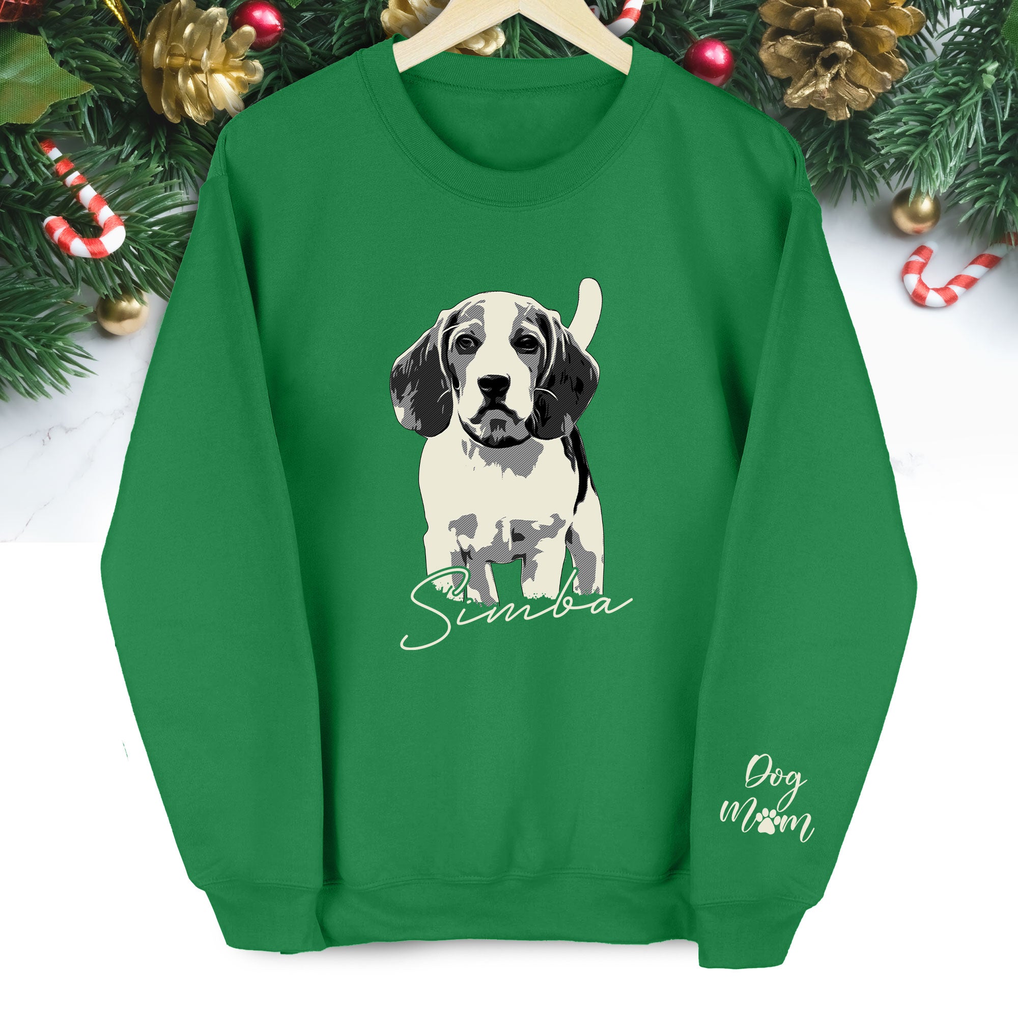 Custom Dog Lover Sweatshirt with Name & Sleeve Print – Cute Pet Portrait Gift