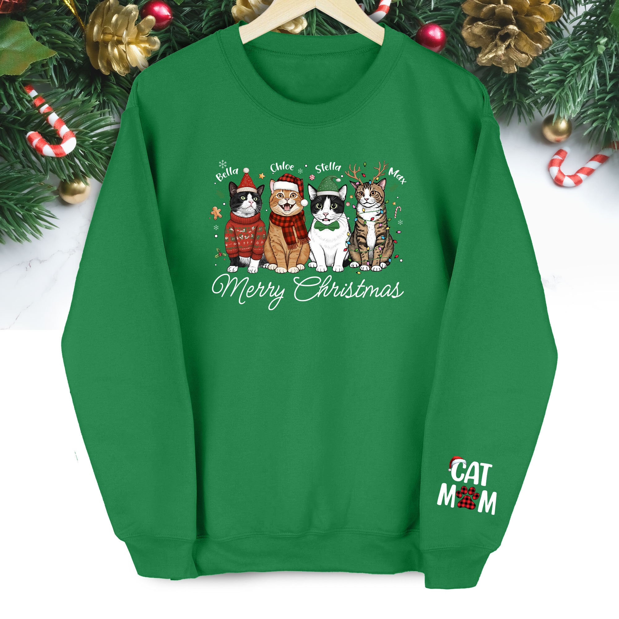 Custom Cat Mom Sweatshirt – Christmas Sweatshirt  for Women