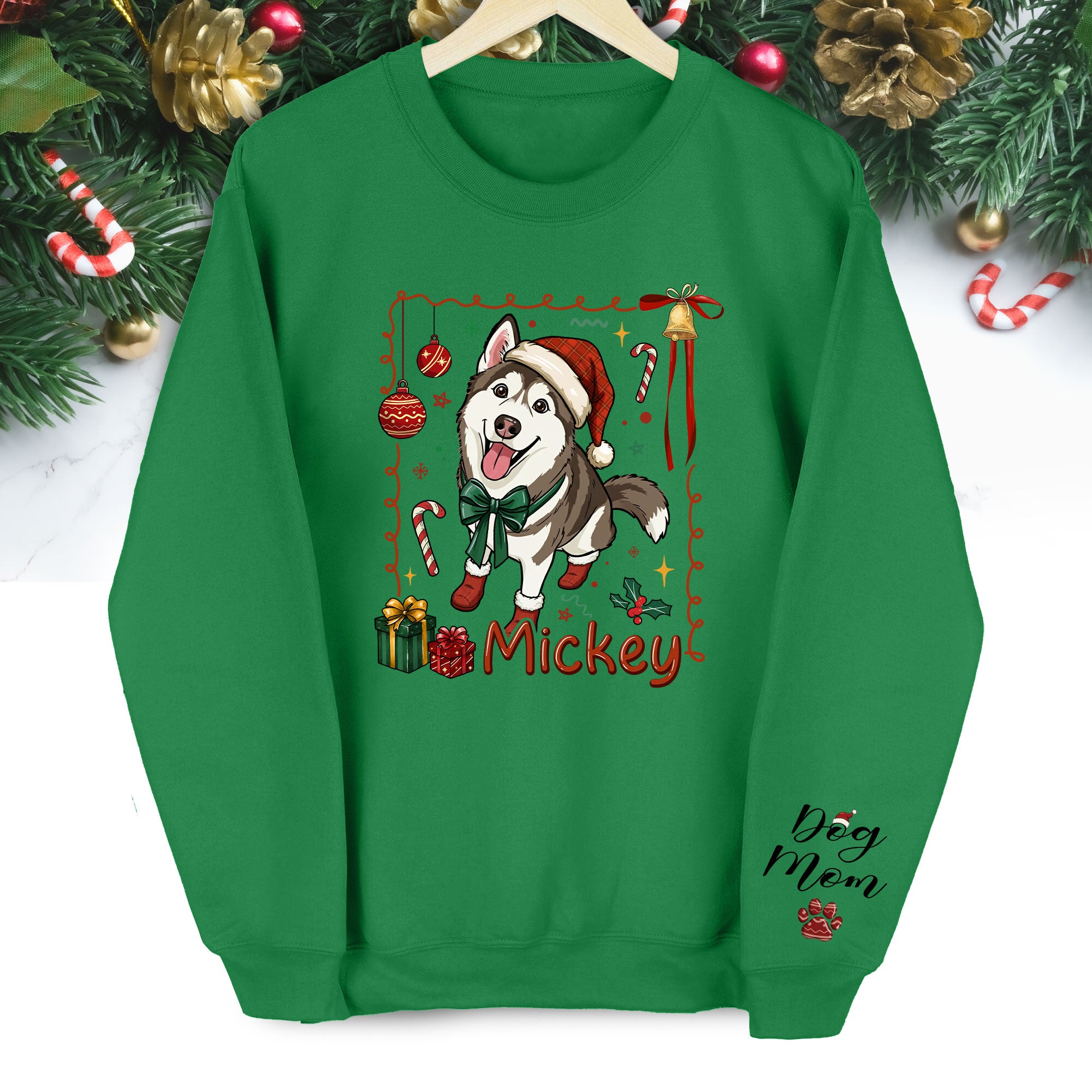 Personalized Dog Mom Sweatshirt – Custom Christmas Sweatshirt for Women