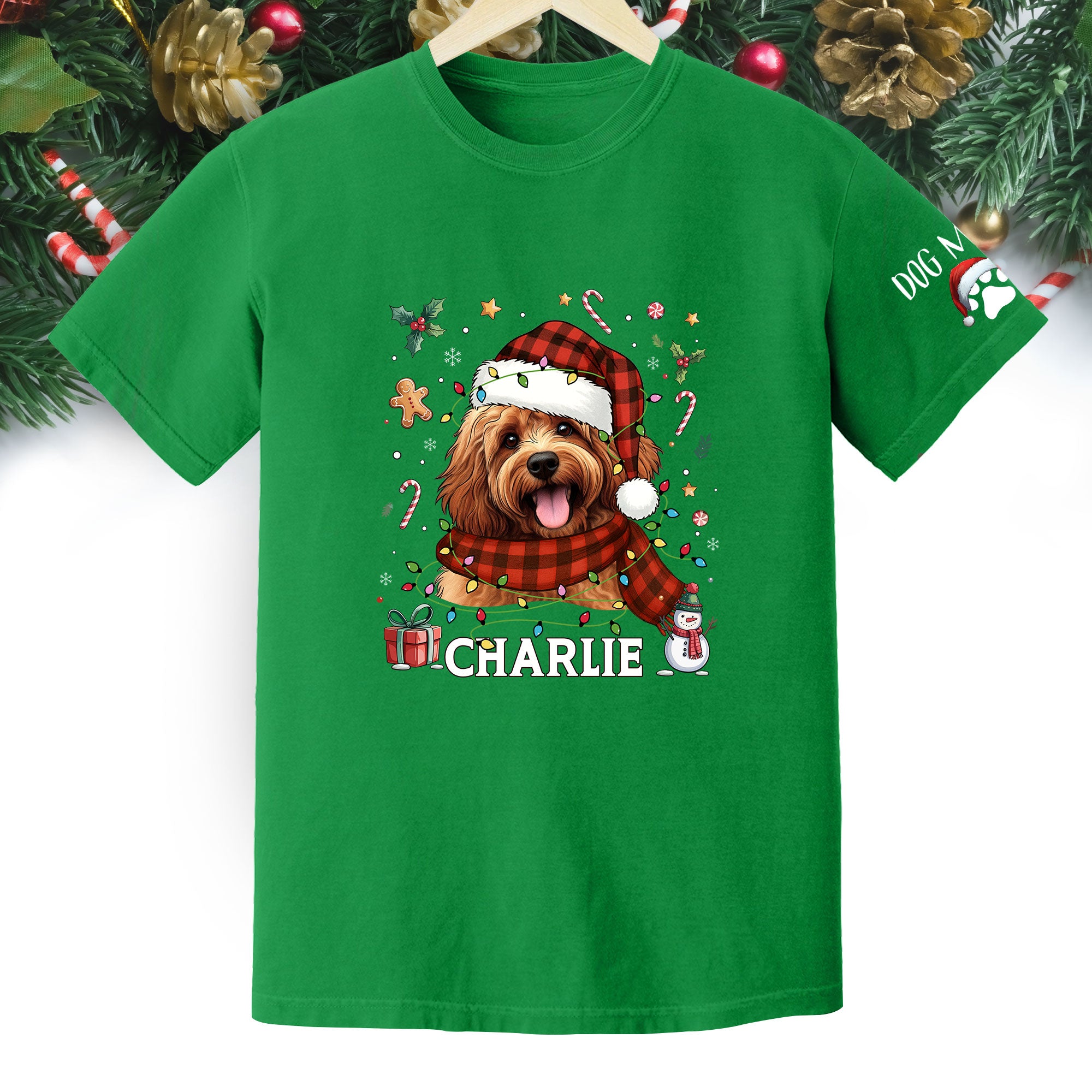 Custom Dog Christmas T-Shirt – Personalized Pet Photo Shirt, Holiday Gift for Dog Mom