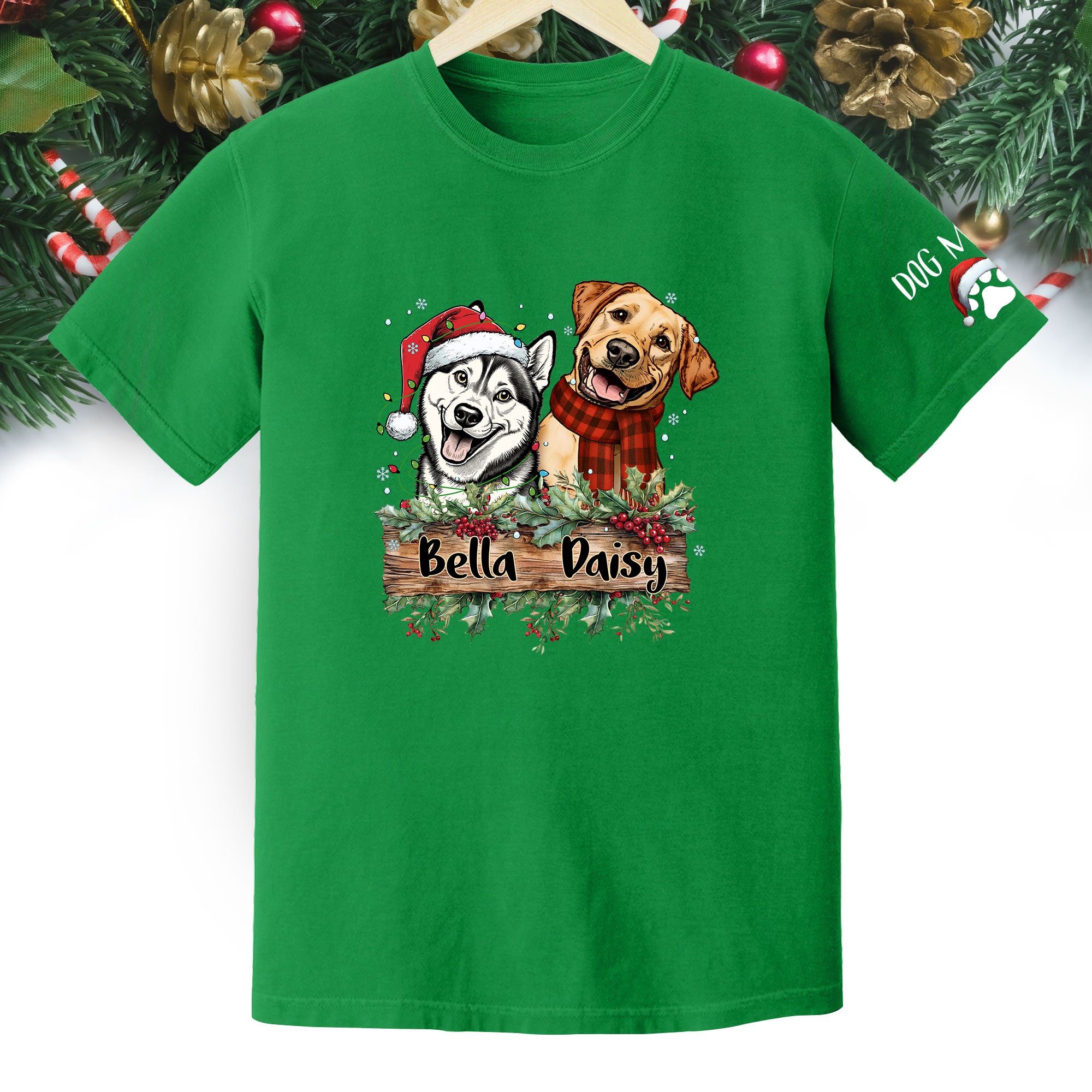 Christmas Dog T-Shirt – Custom Pet Photo Tee, Personalized Holiday Gift for Dog Lovers