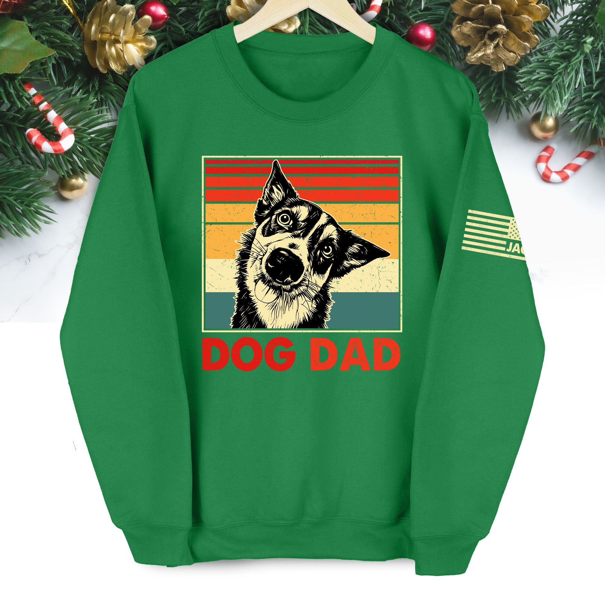 Personalized Dog Dad Sweatshirt – Custom Retro Dog Art, Perfect Gift for Dog Lovers