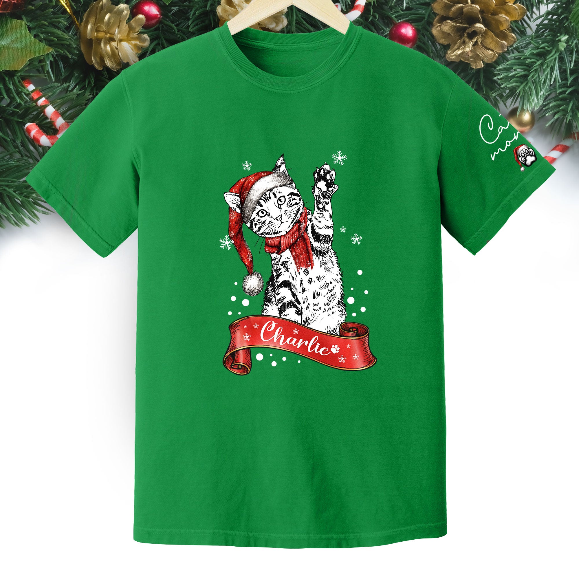 Personalized Cat Lover T-Shirt – Custom Pet Photo Christmas Shirt, Gift for Pet Lovers