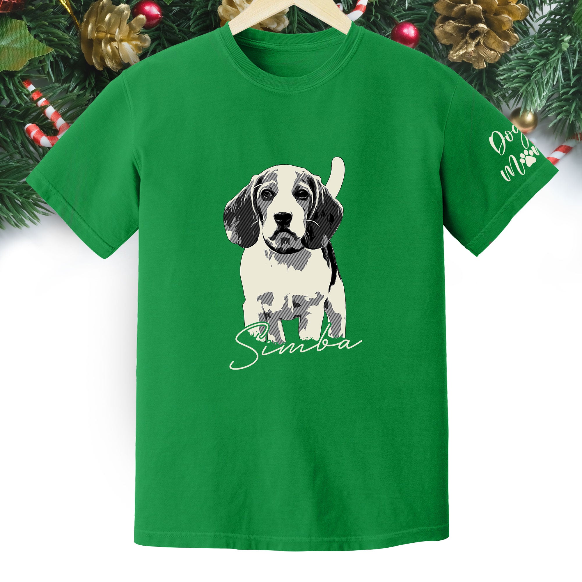Custom Dog Lover T-Shirt with Name & Sleeve Print – Personalized Pet Graphic Tee