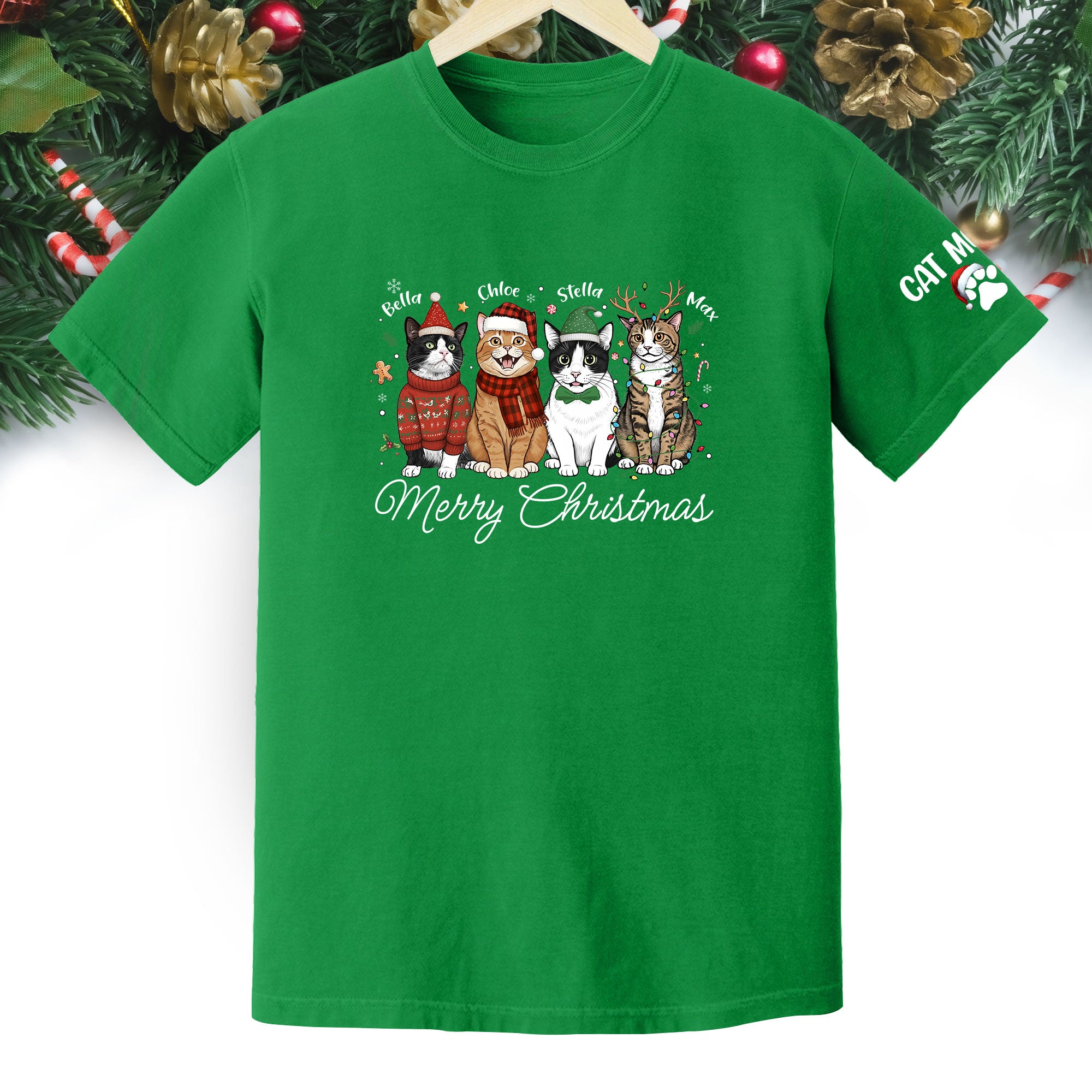 Custom Cat Lover T-Shirt – Personalized Pet Photo Christmas Shirt, Cute Gift for Women