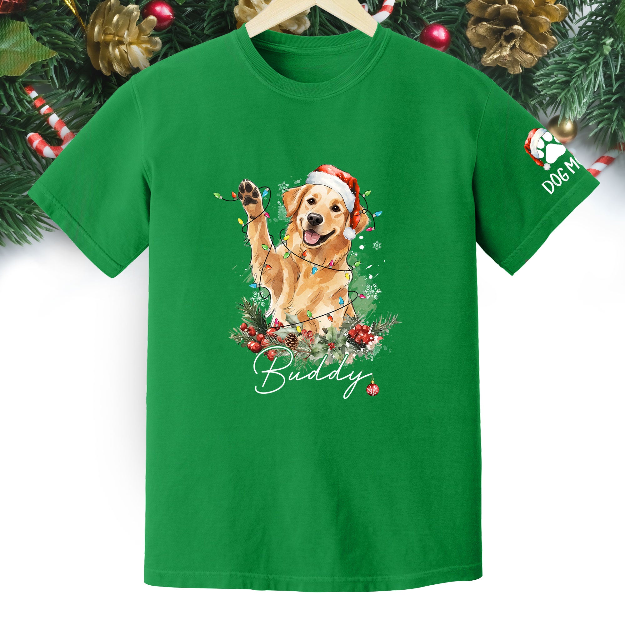 Custom Pet Photo T-Shirt – Personalized Dog Christmas Tee, Funny Gift for Dog Lovers