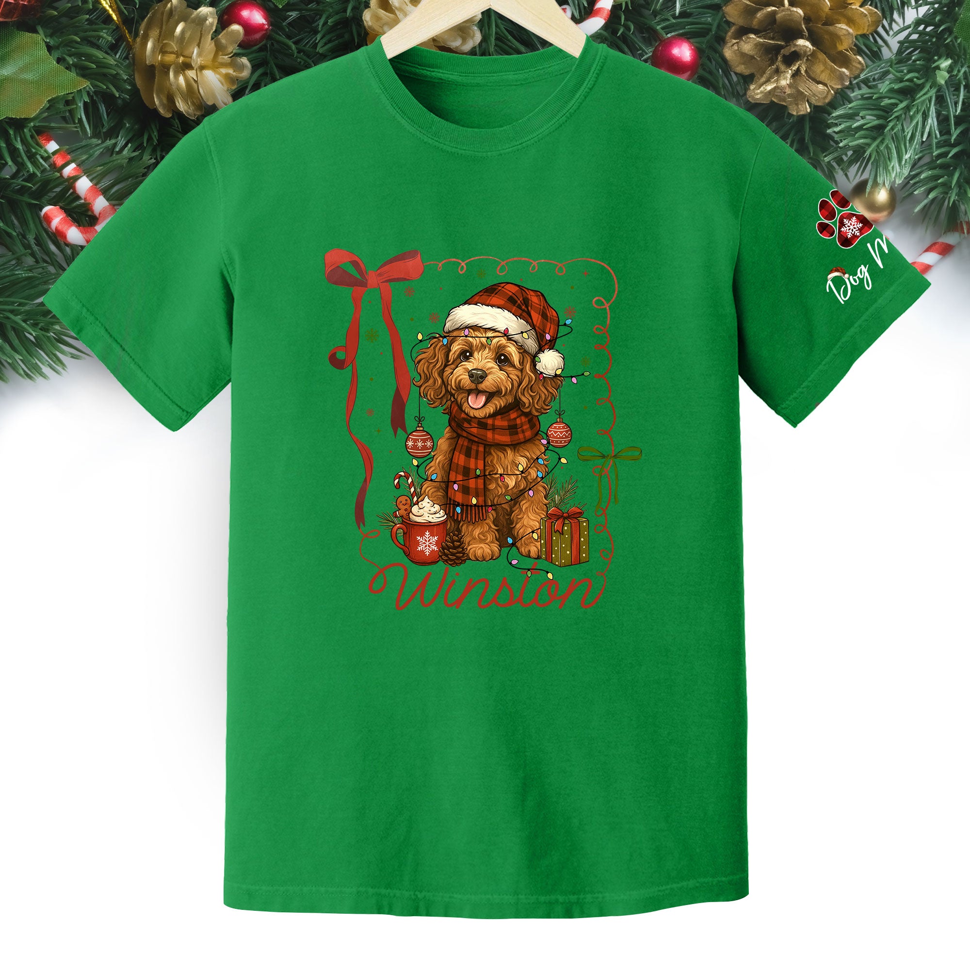 Dog Mom Christmas Shirt – Custom Pet Face T-Shirt, Personalized Holiday Gift Idea