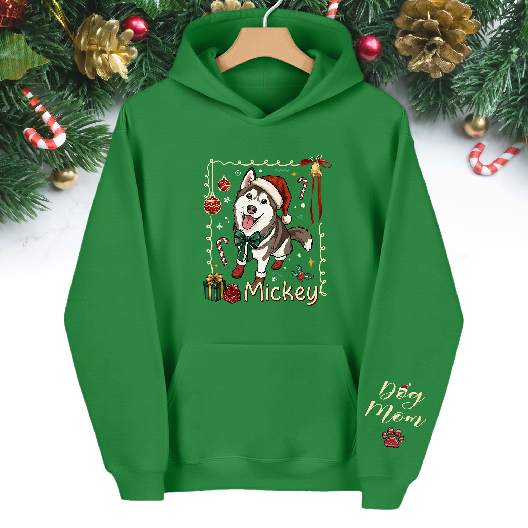 Custom Dog Christmas Hoodie – Personalized Pet Photo Gift for Dog Moms