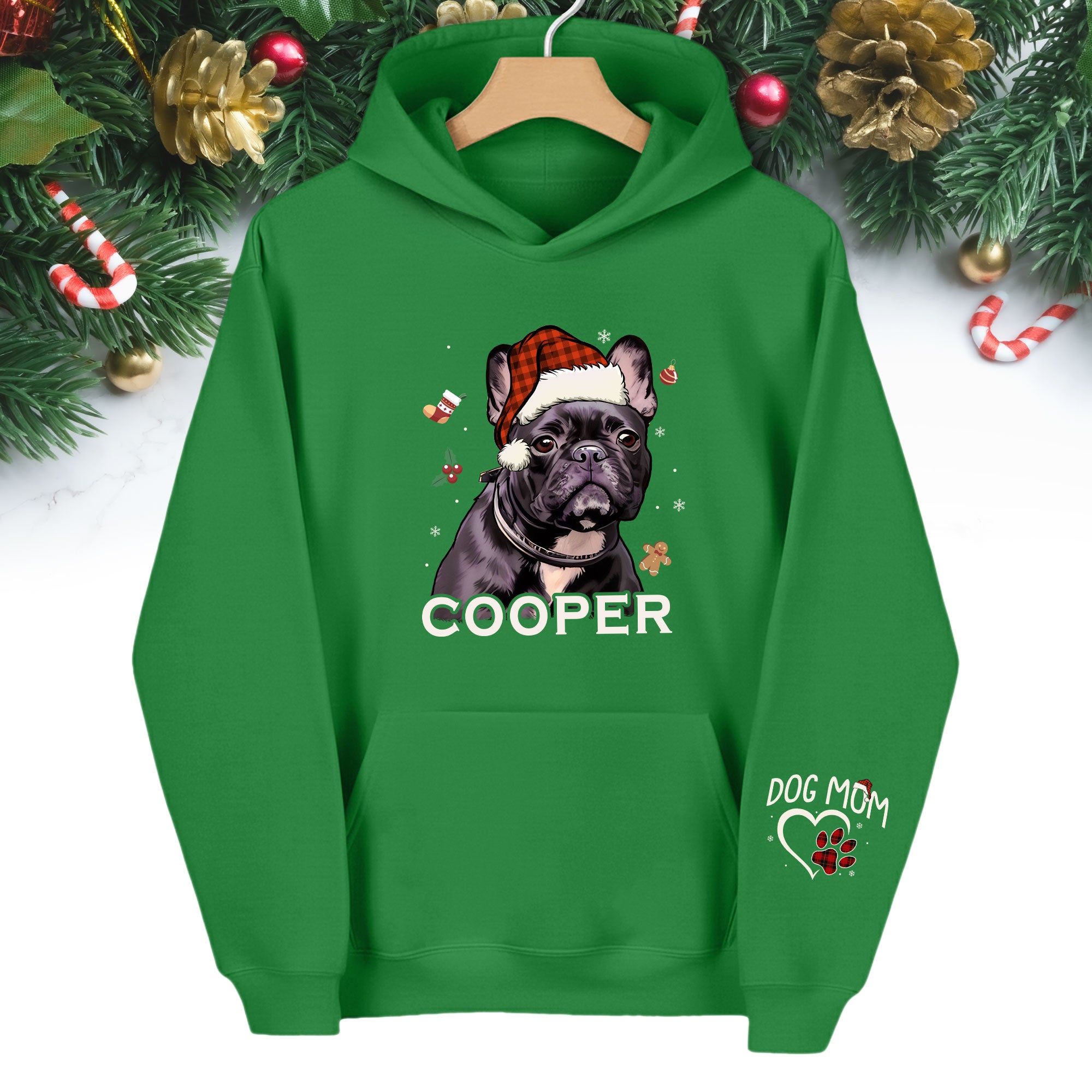 Custom Pet Photo Hoodie – Personalized French Bulldog Art Hoodie, Perfect Dog Mom Gift