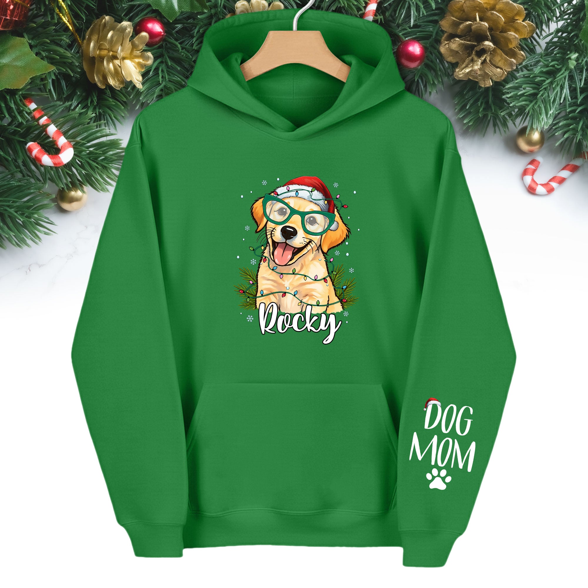 Custom Pet Photo Hoodie – Personalized Dog Mom Christmas Hoodie, Funny Gift for Women