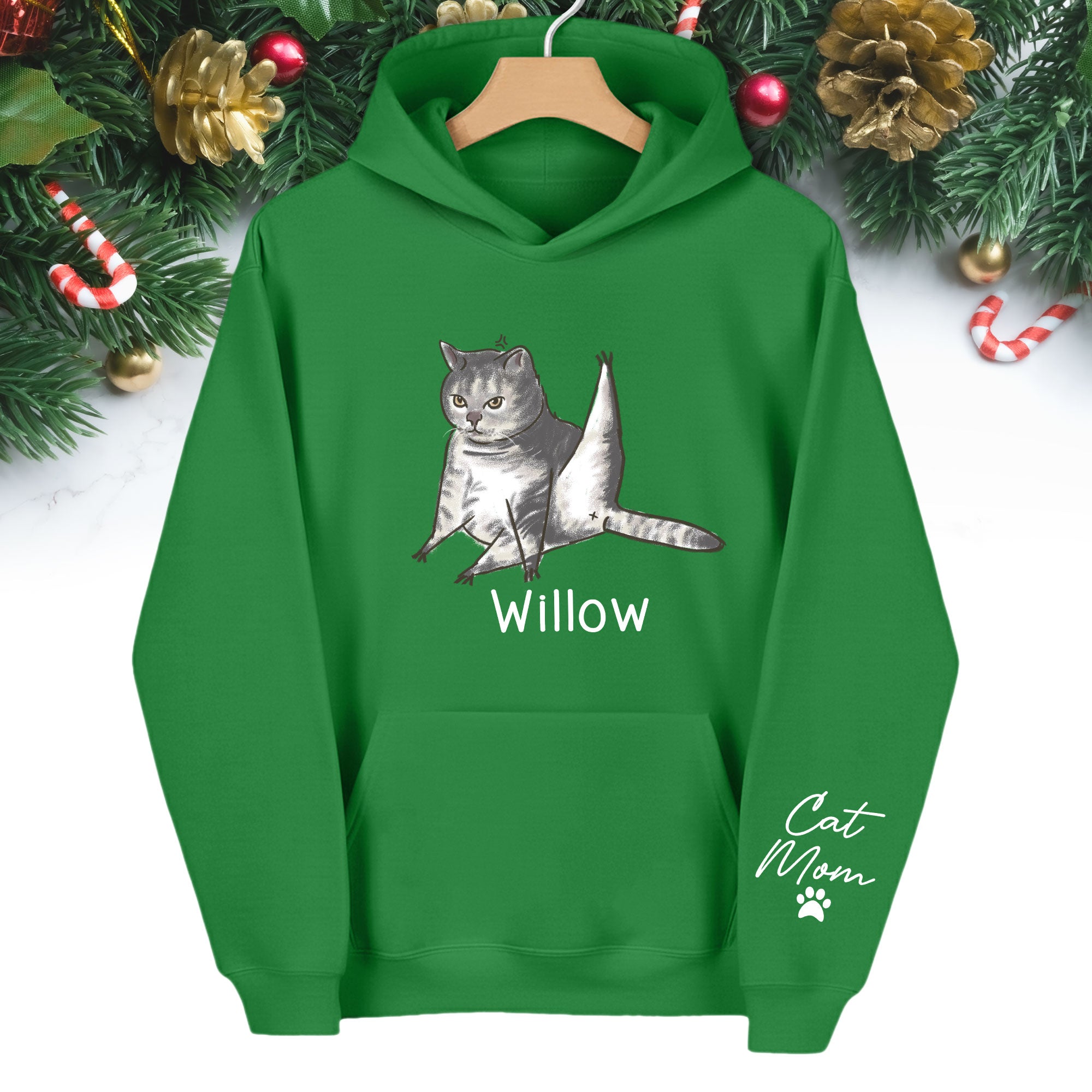 Custom Cat Mom Hoodie – Personalized Cat Hoodie with Pet Photo & Name, Funny Gift for Cat Lovers