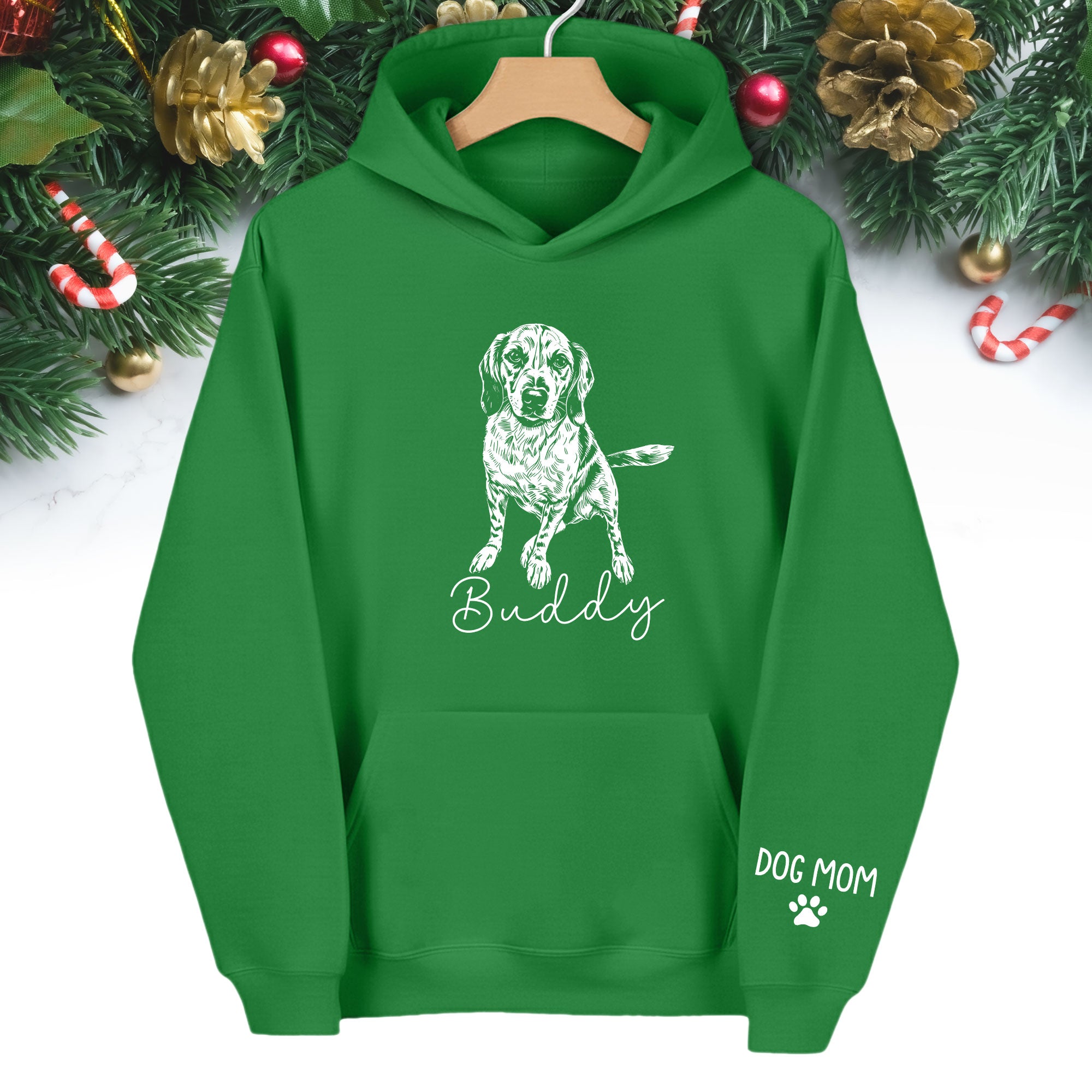 Personalized Dog Mom Hoodie, Custom Dog Line Art Hoodie with Pet Name, Unique Gift for Dog Lovers