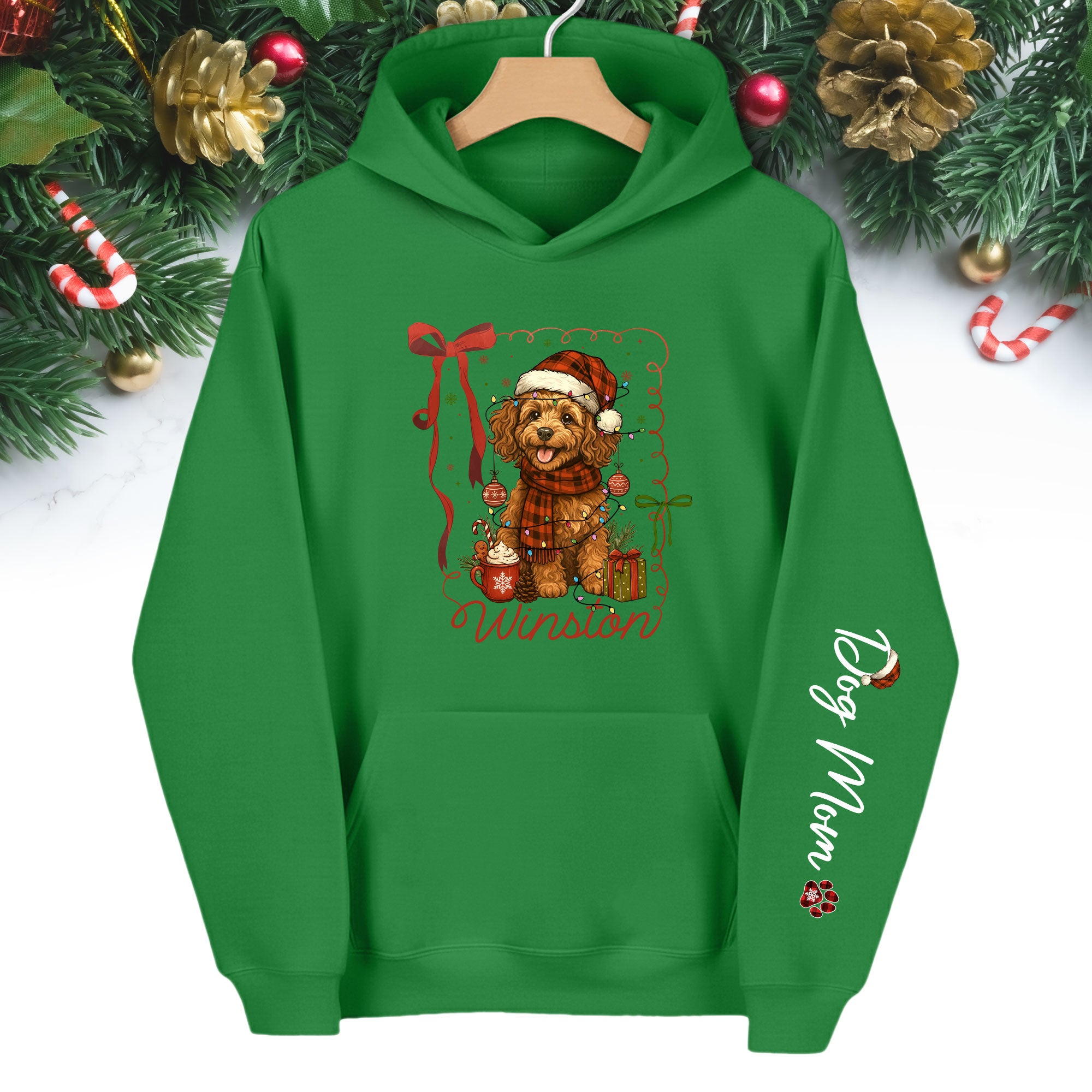 Custom Holiday Dog Mom Hoodie – Personalized Christmas Hoodie with Your Dog’s Photo