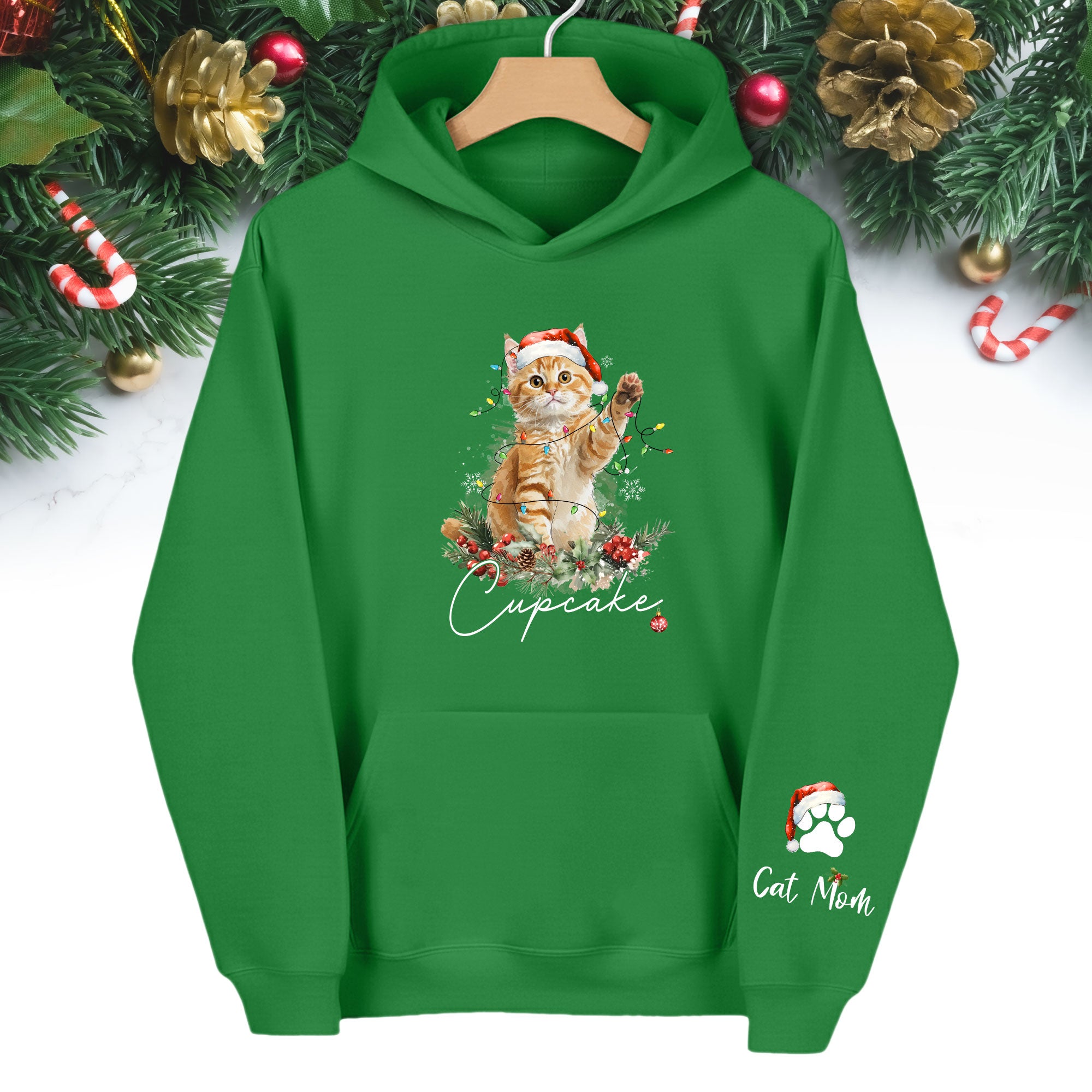 Custom Cat Mom Hoodie – Personalized Pet Photo Hoodie, Cute Christmas Gift for Women