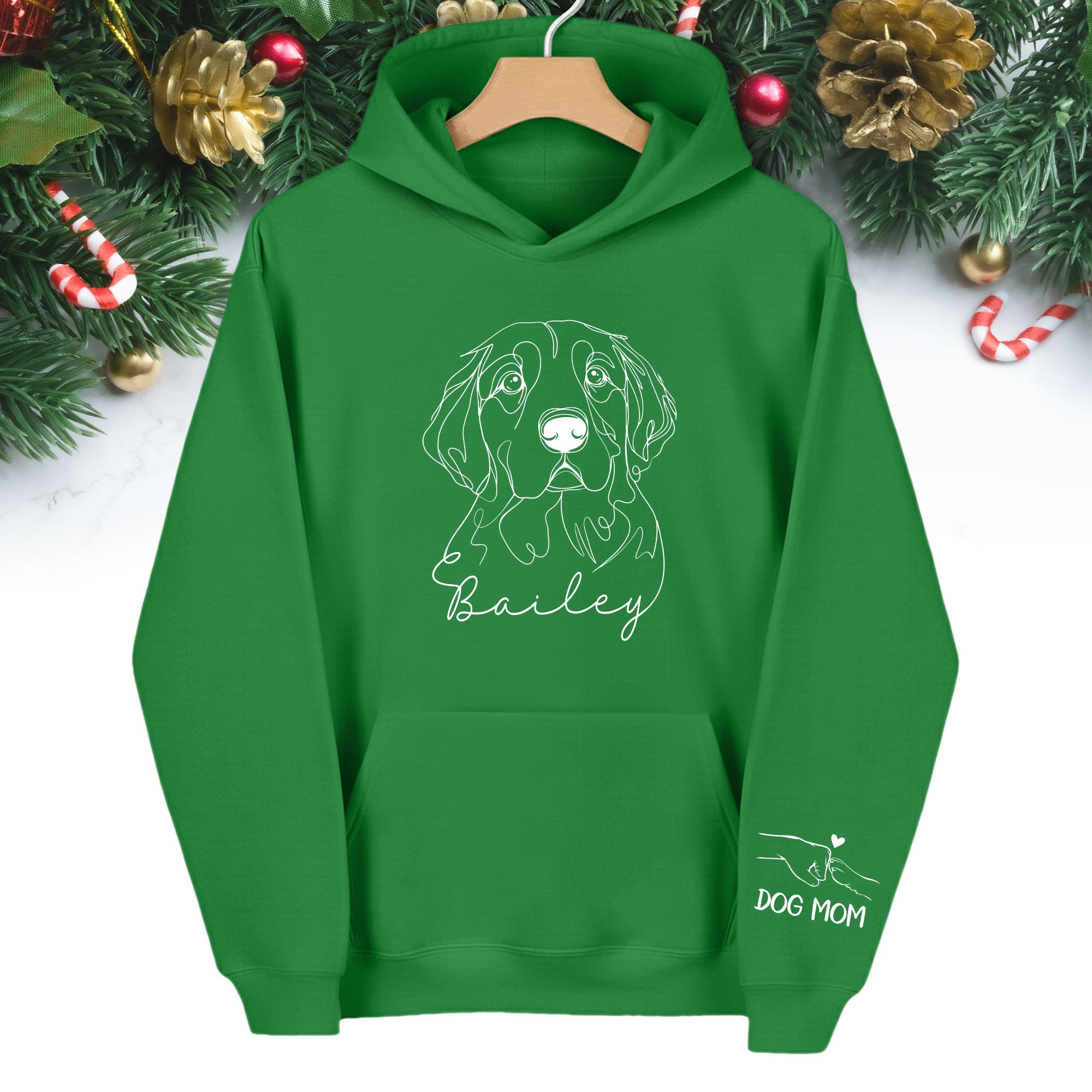 Personalized Pet Line Art Hoodie – Custom Dog or Cat Drawing with Name | Dog Mom Gift