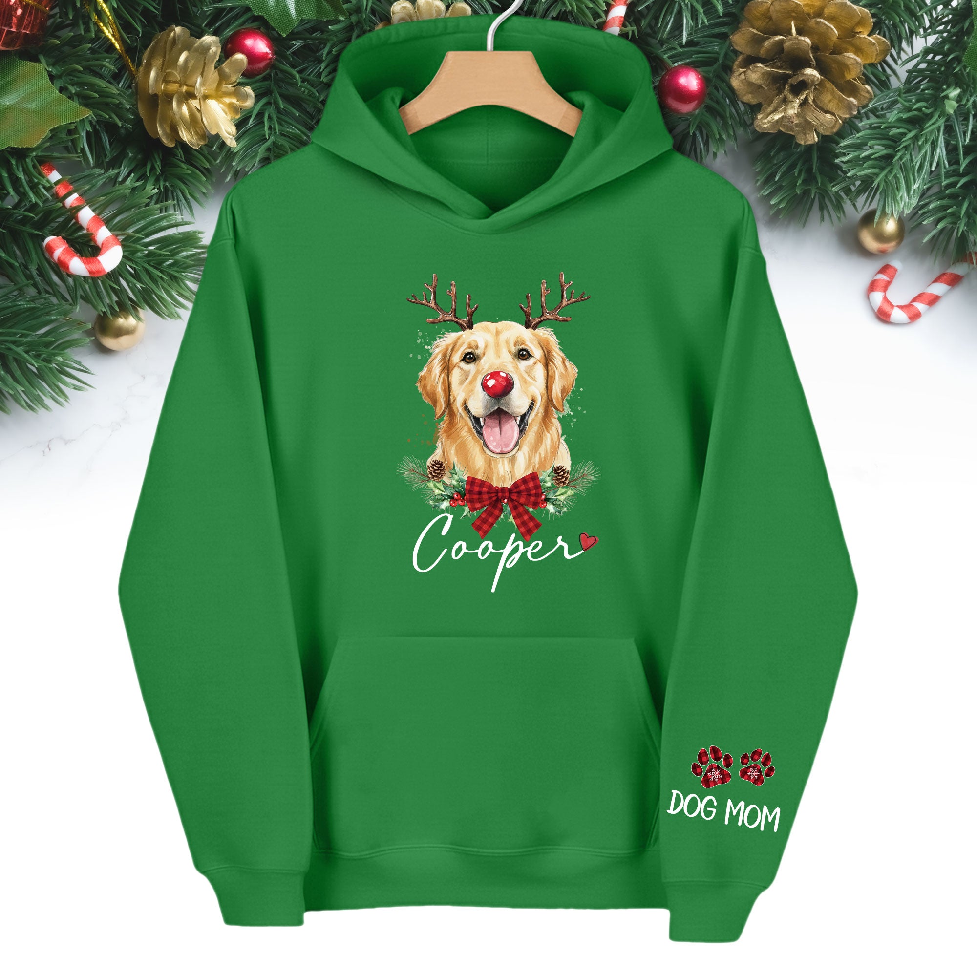 Dog Mom Christmas Hoodie – Cozy Holiday Sweatshirt for Pet Lovers