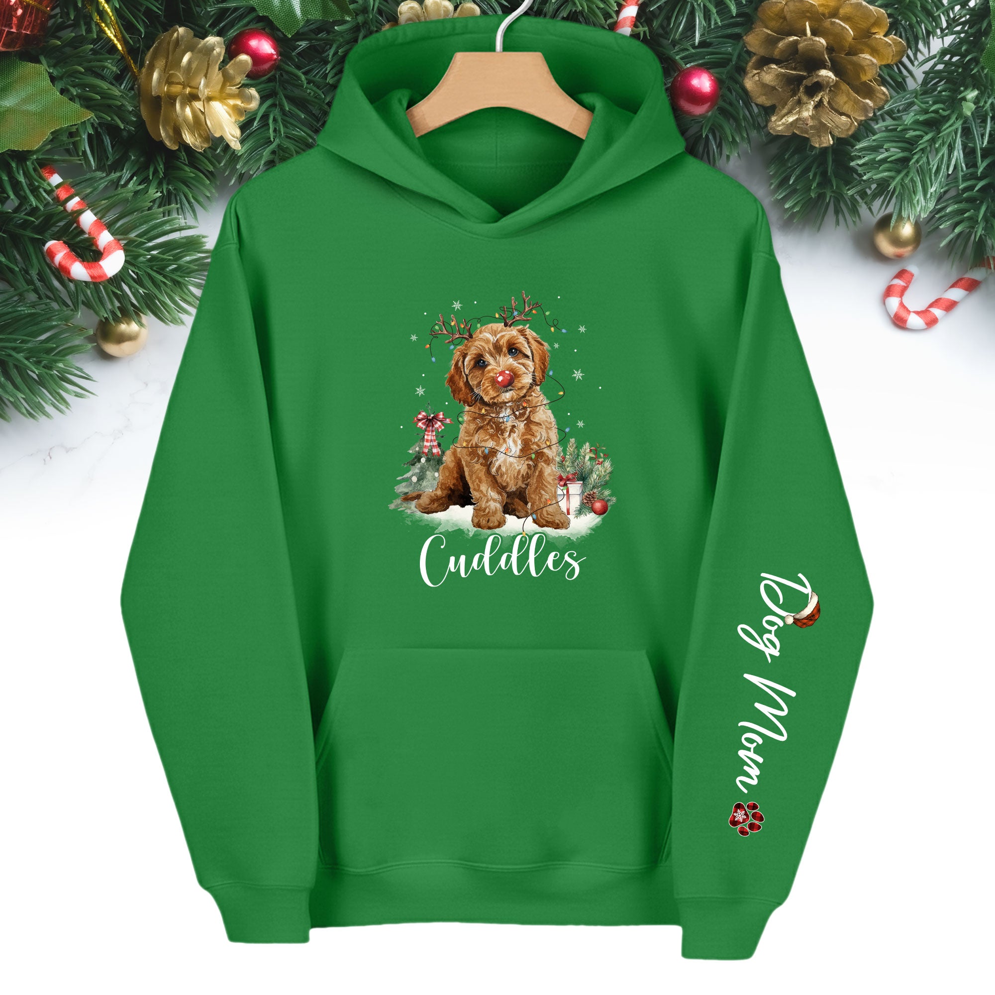 Holiday Dog Mom Hoodie – Perfect Christmas Gift for Puppy Lovers