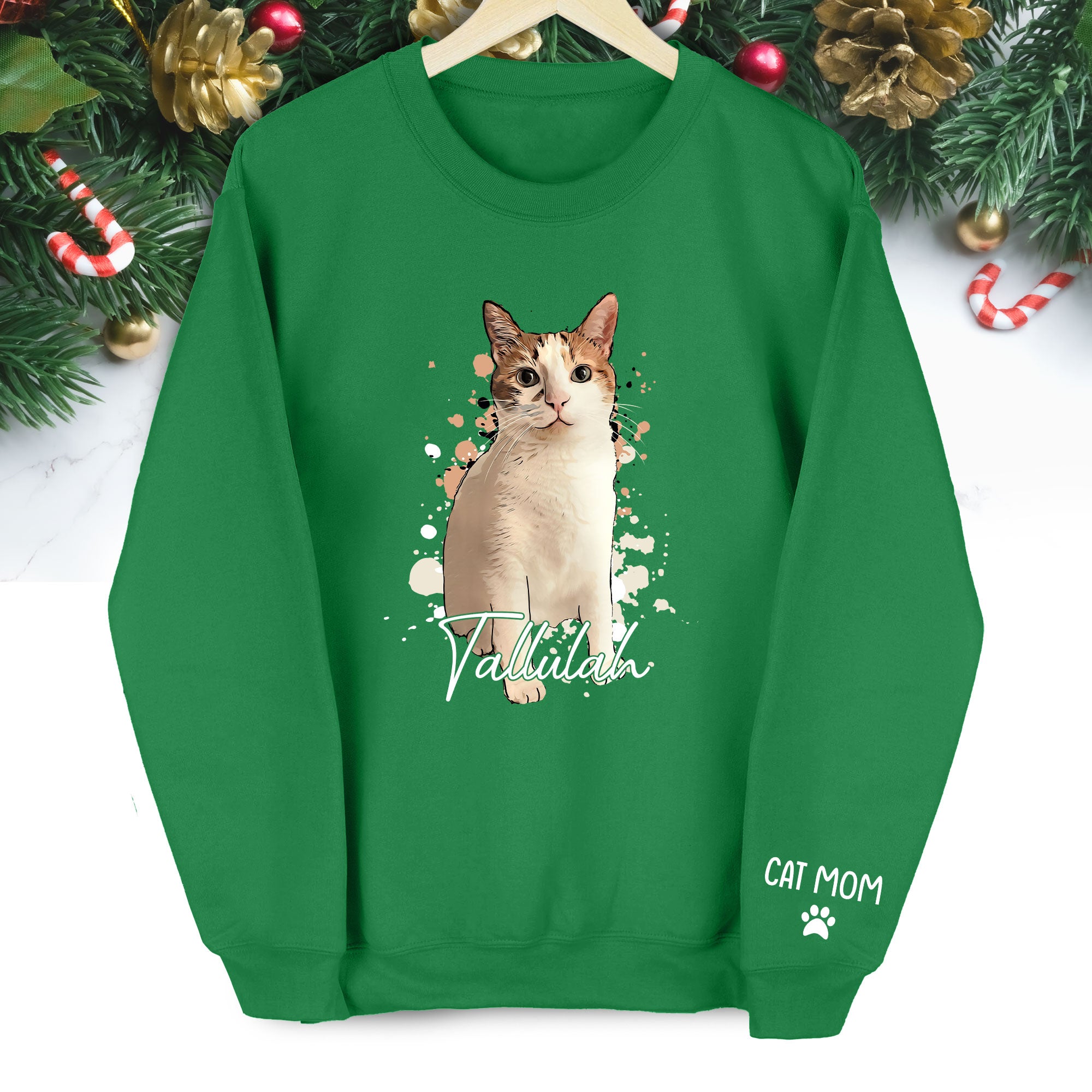 Personalized Cat Mom Sweatshirt – Custom Photo Sweatshirt for Women Cat Lovers