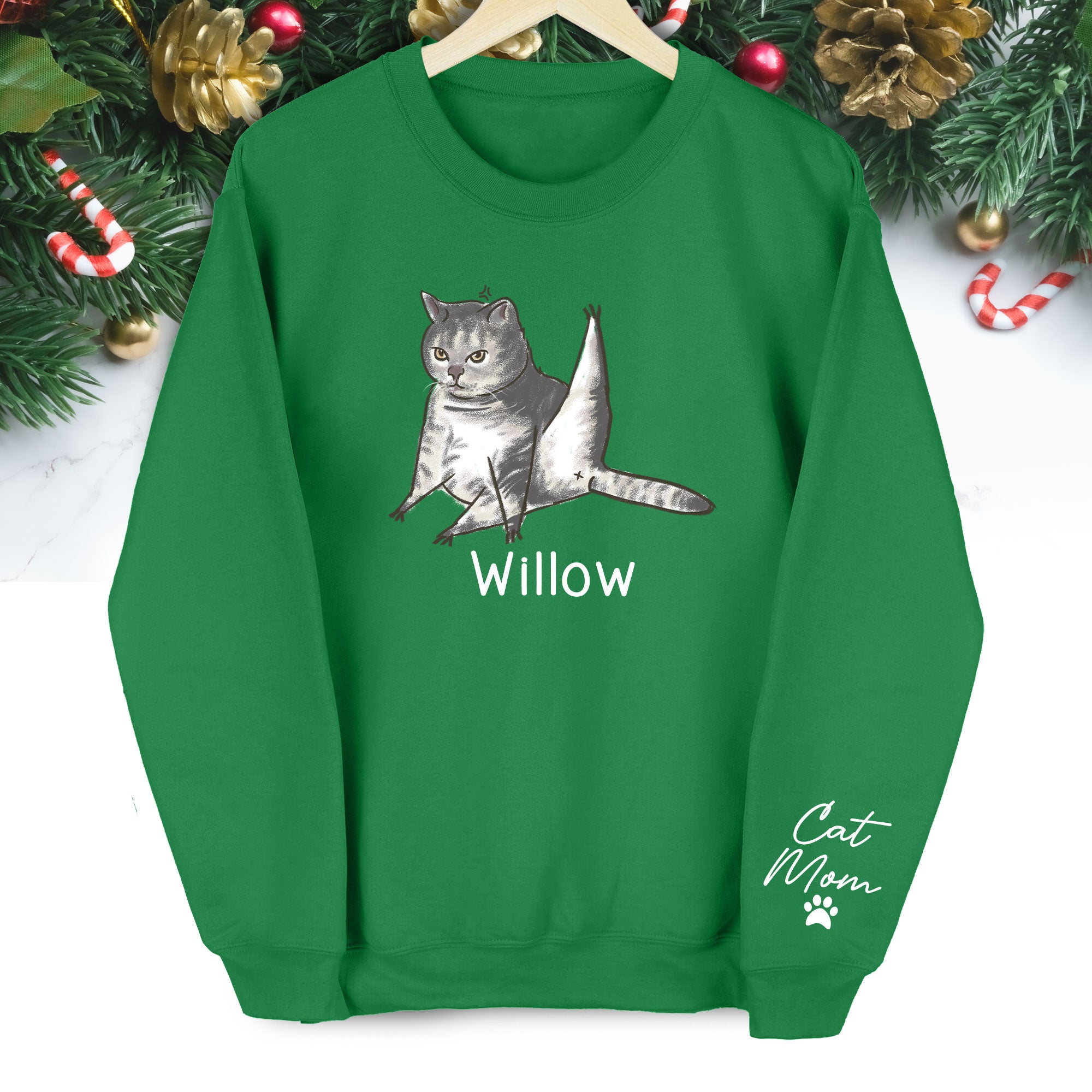 Custom Cat Lover Sweatshirt - Personalized Cute Christmas Gift for Cat Mom