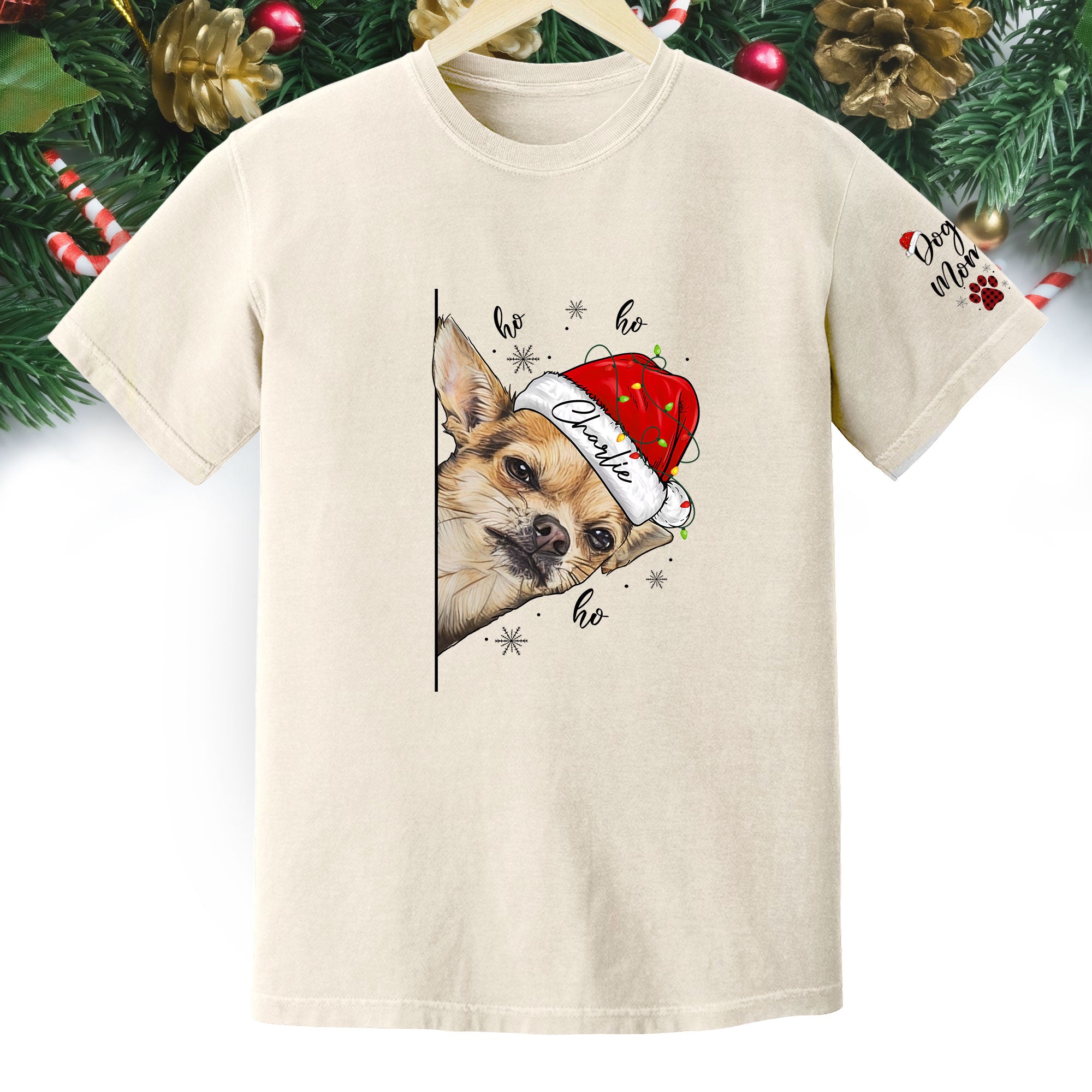 Custom Pet T-Shirt – Personalized Dog Photo Shirt, Christmas Gift for Women Dog Mom