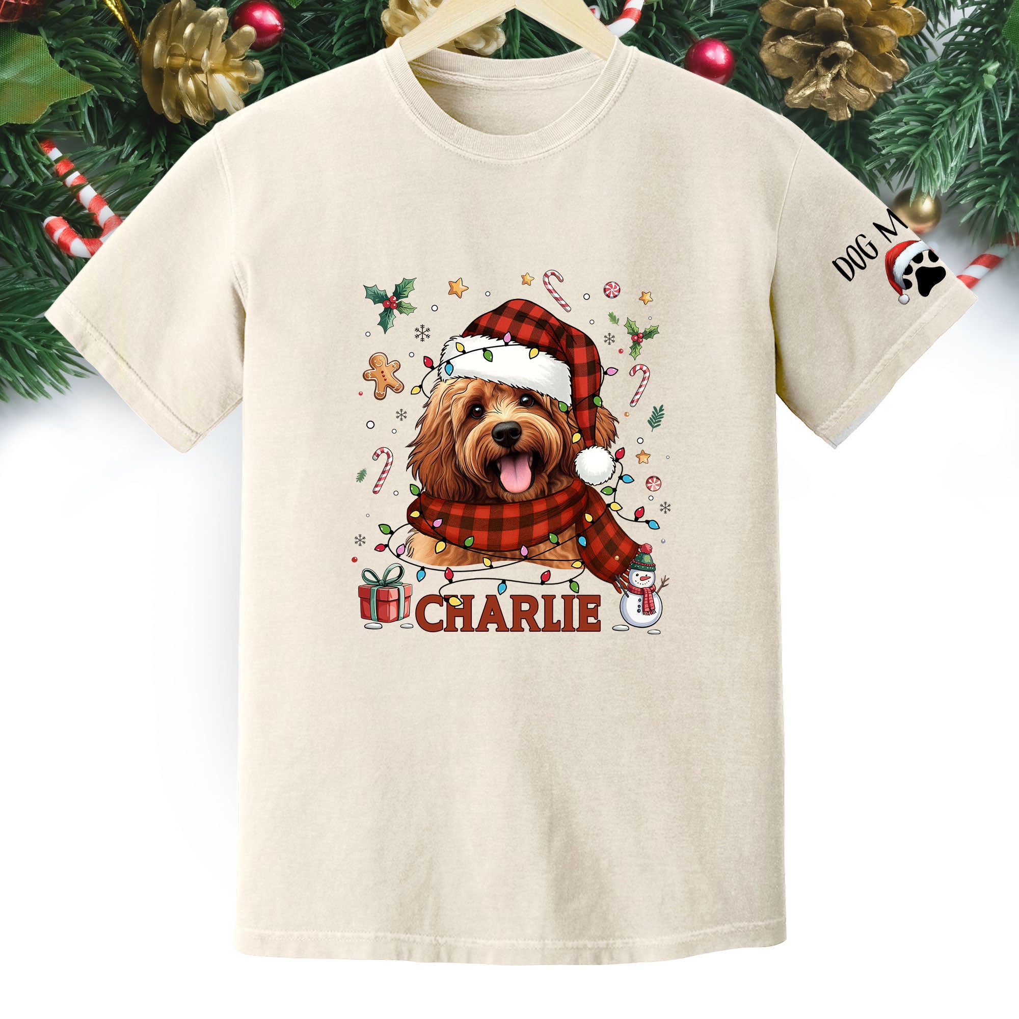 Custom Dog Christmas T-Shirt – Personalized Pet Photo Shirt, Holiday Gift for Dog Mom